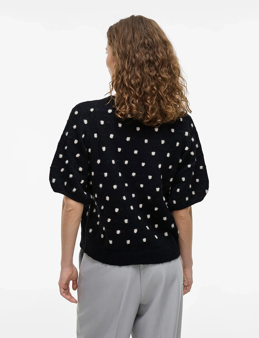 Vila - VIDOTTIE 2/4 SLEEVE KNIT TOP - neulepuserot - black beauty - 3