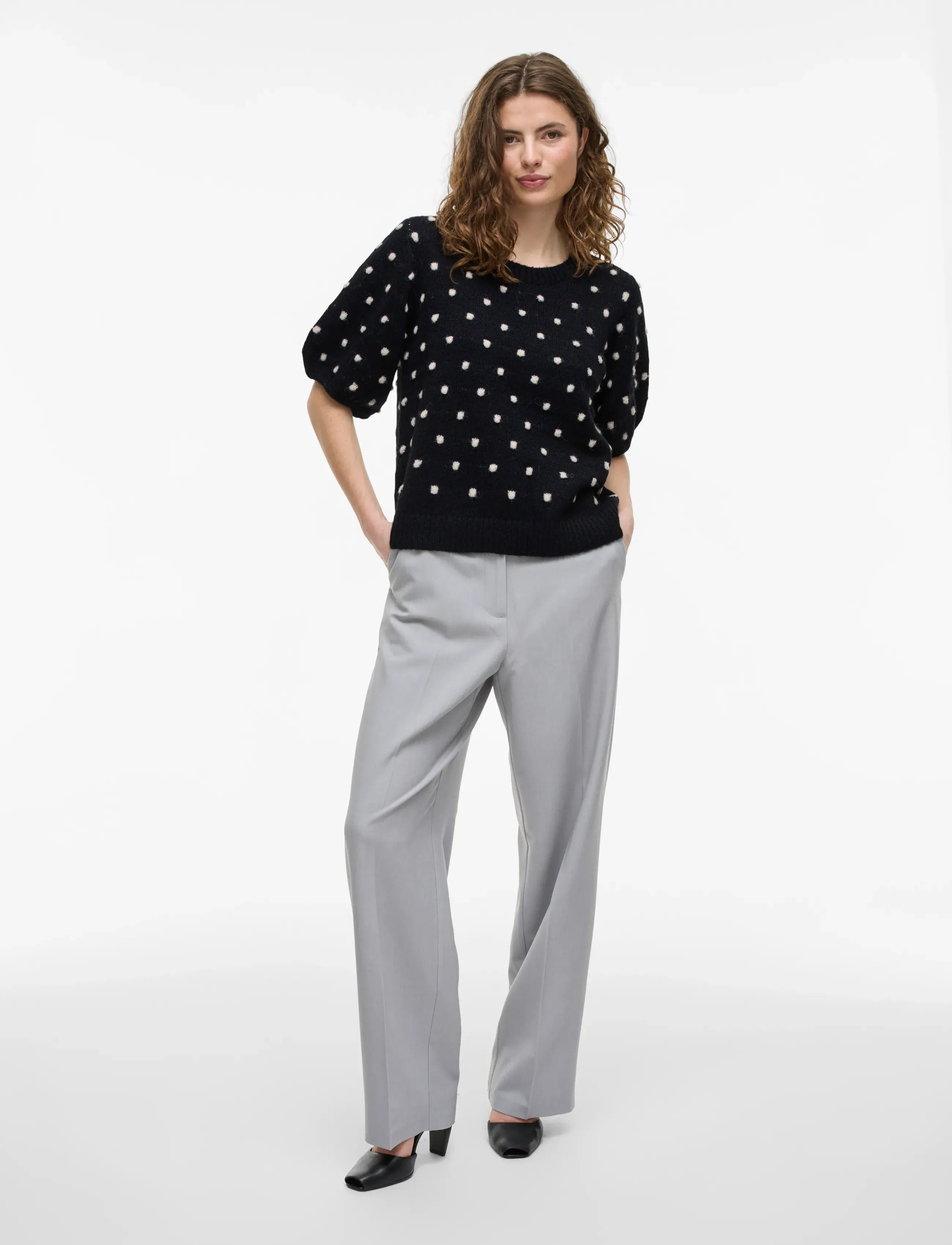 Vila - VIDOTTIE 2/4 SLEEVE KNIT TOP - pullover - black beauty - 4