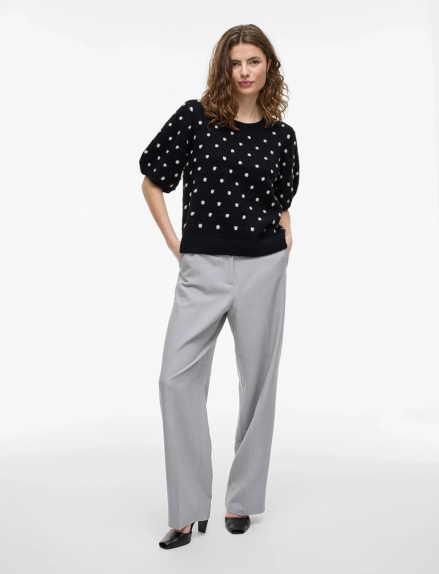 Vila - VIDOTTIE 2/4 SLEEVE KNIT TOP - neulepuserot - black beauty - 4