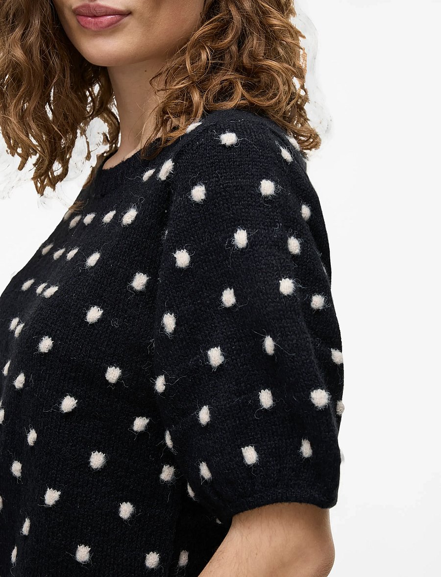 Vila - VIDOTTIE 2/4 SLEEVE KNIT TOP - neulepuserot - black beauty - 5