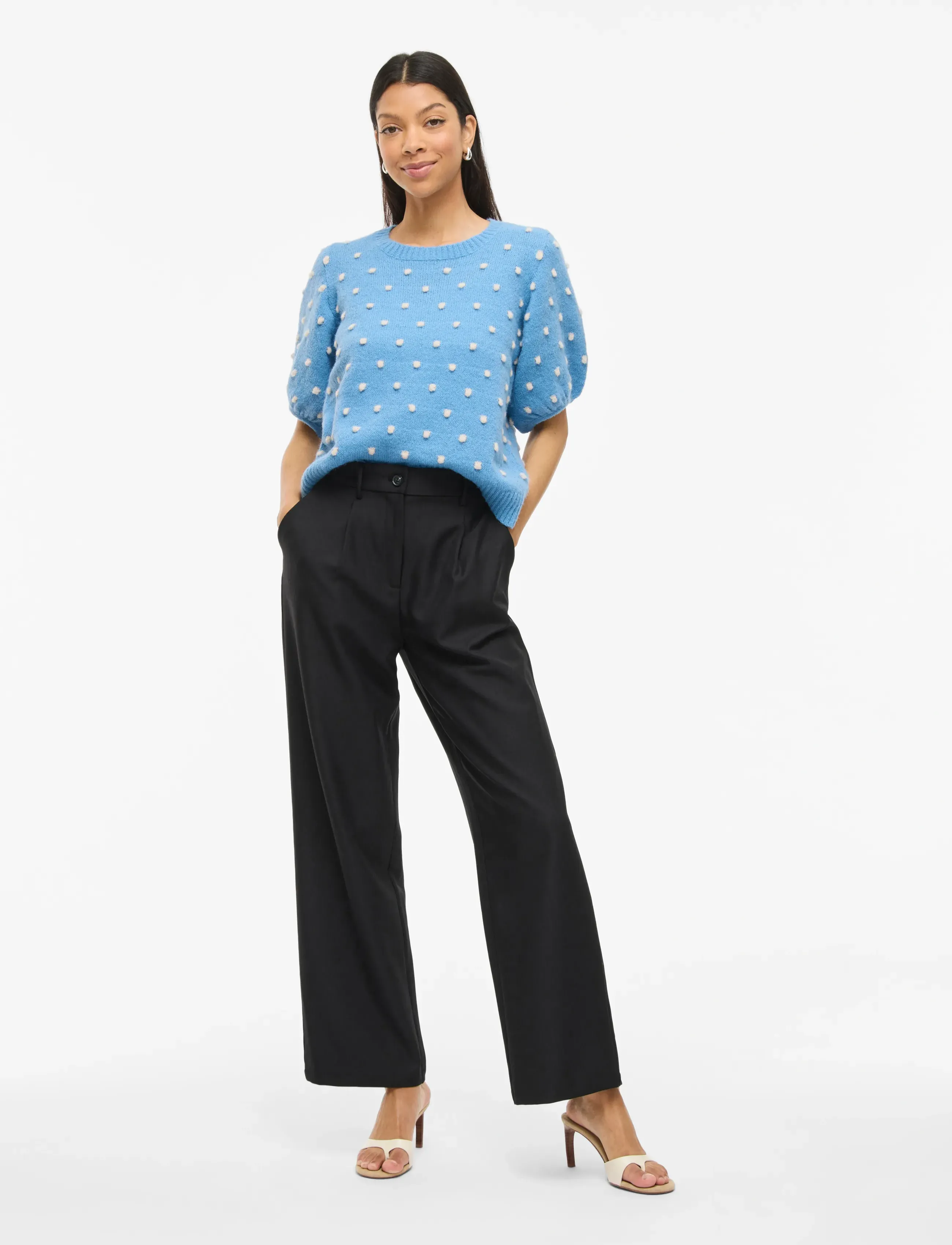 Vila - VIDOTTIE 2/4 SLEEVE KNIT TOP - jumpers - blissful blue - 4