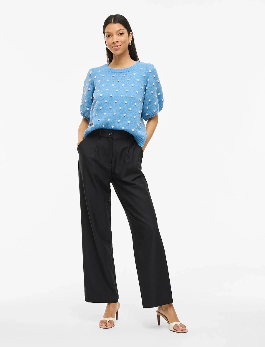 Vila - VIDOTTIE 2/4 SLEEVE KNIT TOP - striktrøjer - blissful blue - 4