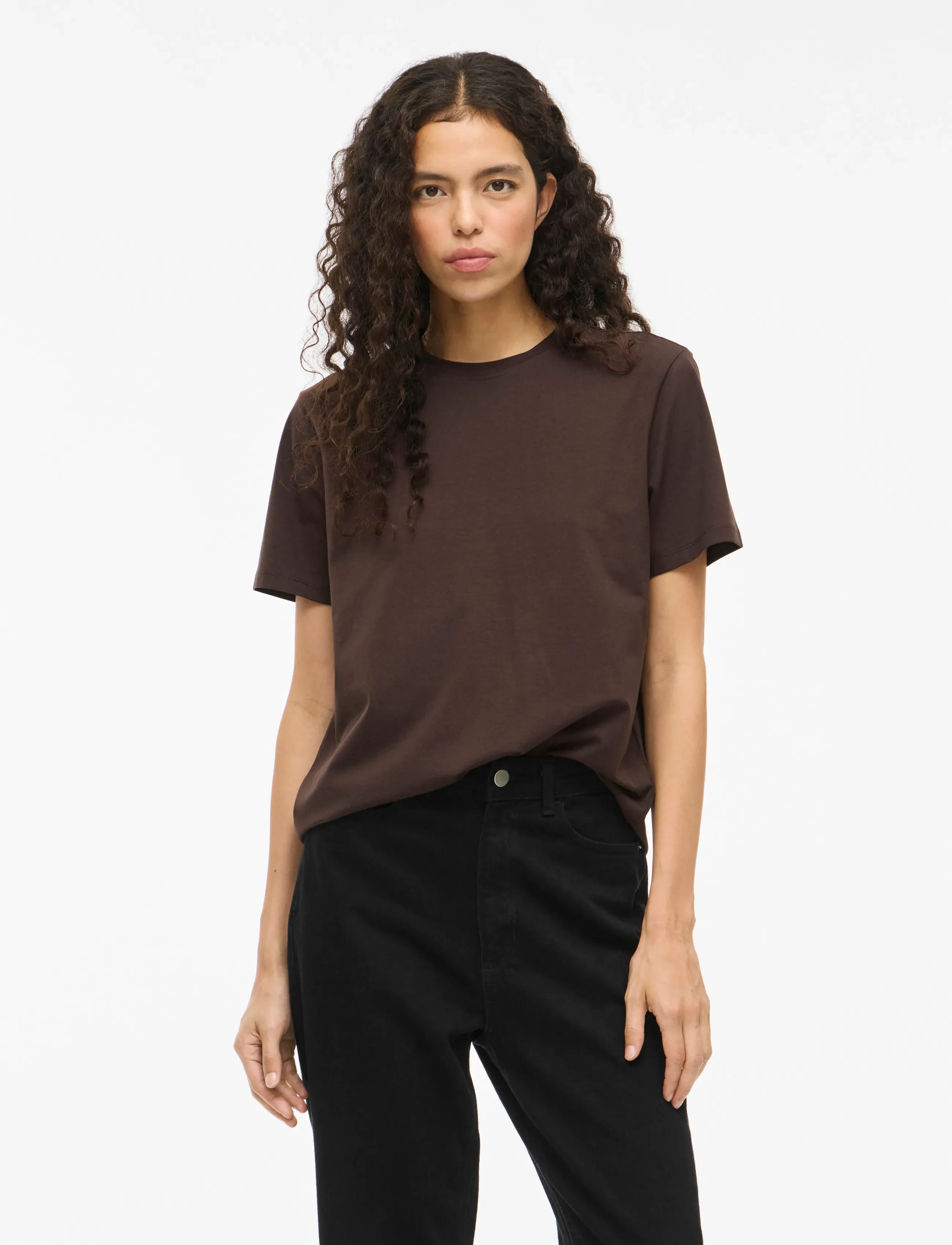 Vila Vinora S/S T-Shirt - Noos, S, Brown, T-Shirts & Toppe > Kortærmede, Dame