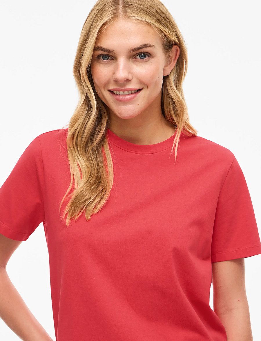Vila - VINORA S/S T-SHIRT - NOOS - t-särgid - hibiscus - 5