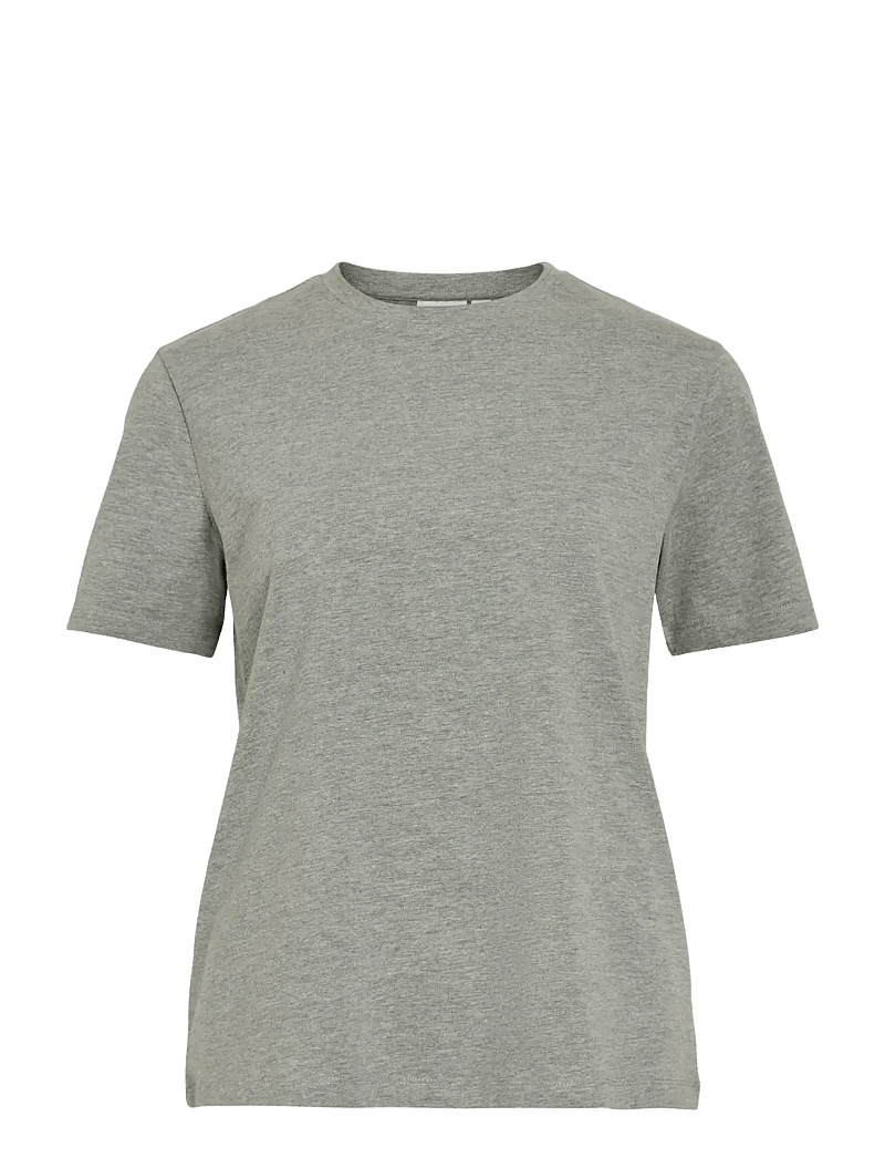 Vila - VINORA S/S T-SHIRT - NOOS - t-shirts - medium grey melange - 1