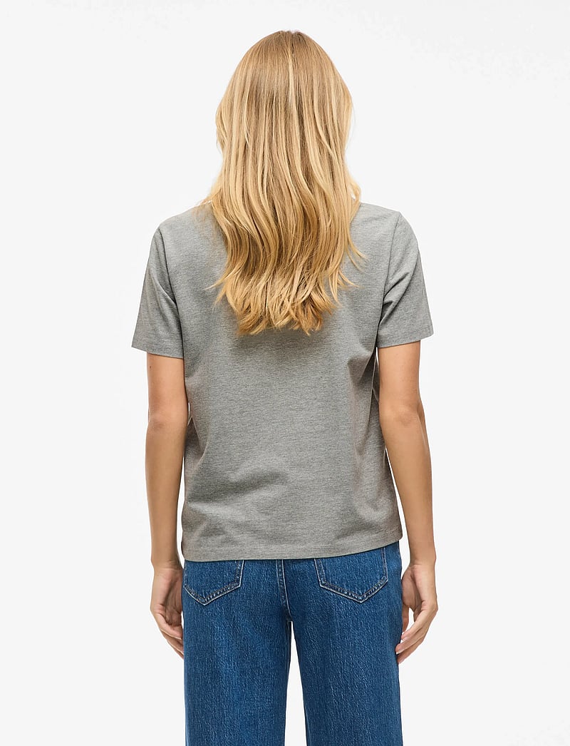 Vila - VINORA S/S T-SHIRT - NOOS - t-shirts - medium grey melange - 3