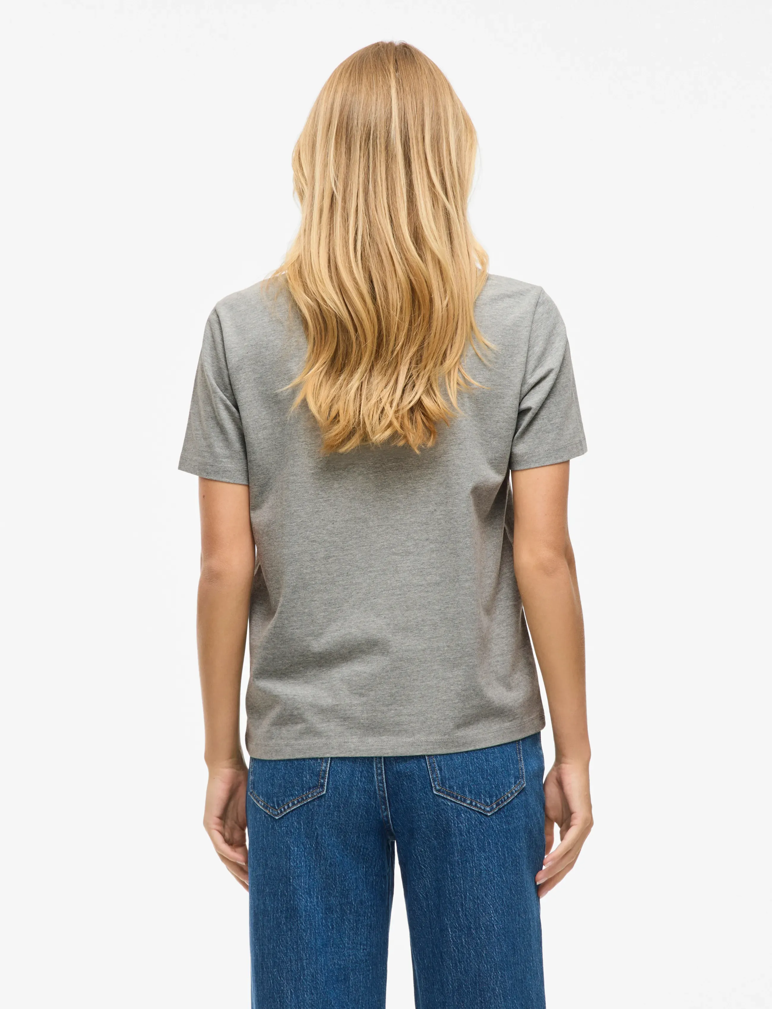 Vila - VINORA S/S T-SHIRT - NOOS - t-shirts - medium grey melange - 3