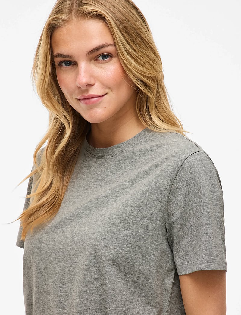 Vila - VINORA S/S T-SHIRT - NOOS - t-shirts - medium grey melange - 4