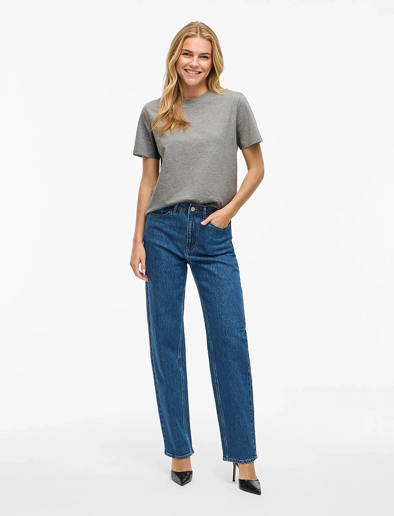 Vila - VINORA S/S T-SHIRT - NOOS - t-shirts - medium grey melange - 5