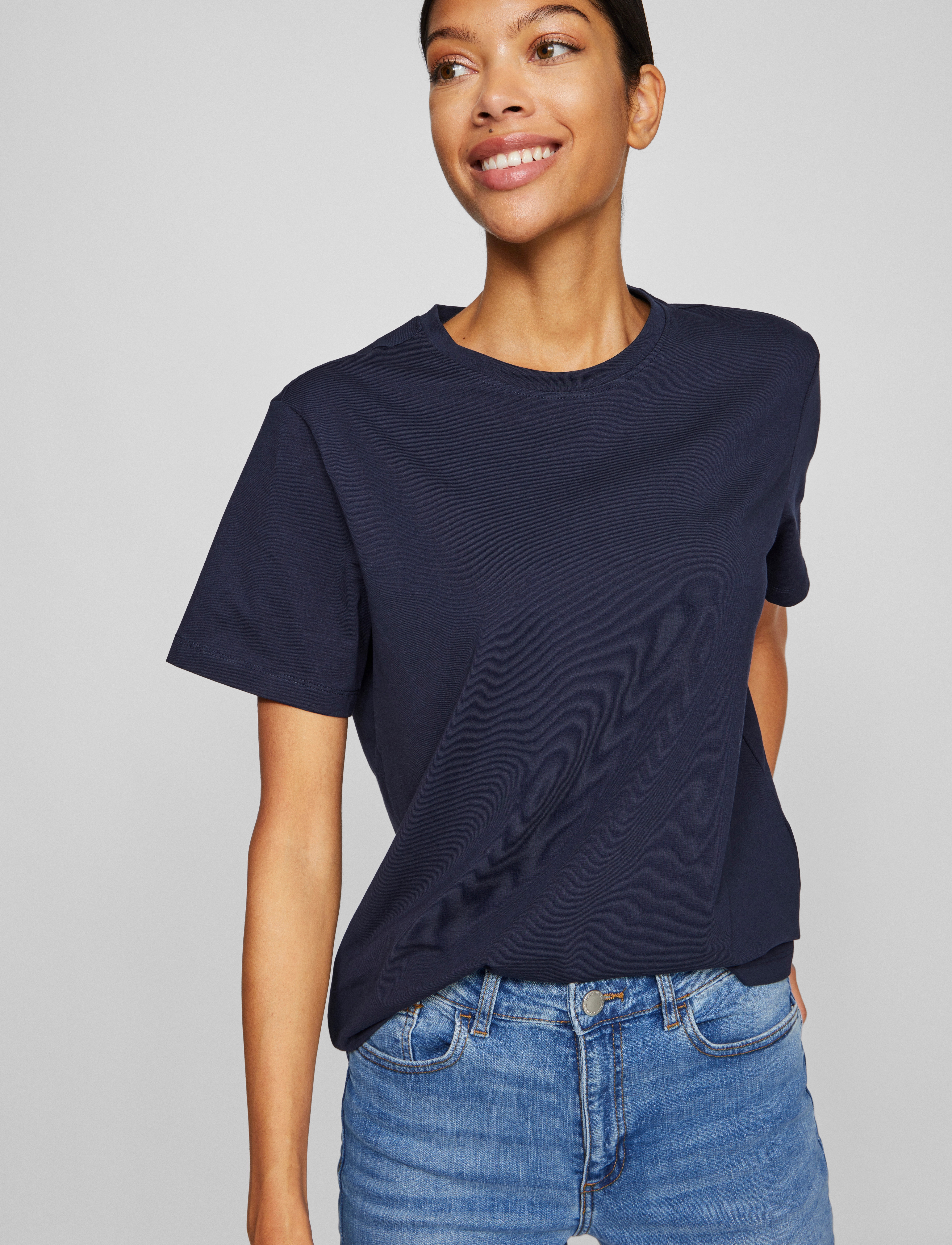 Vila - VINORA S/S T-SHIRT - NOOS - t-shirts - navy blazer - 5