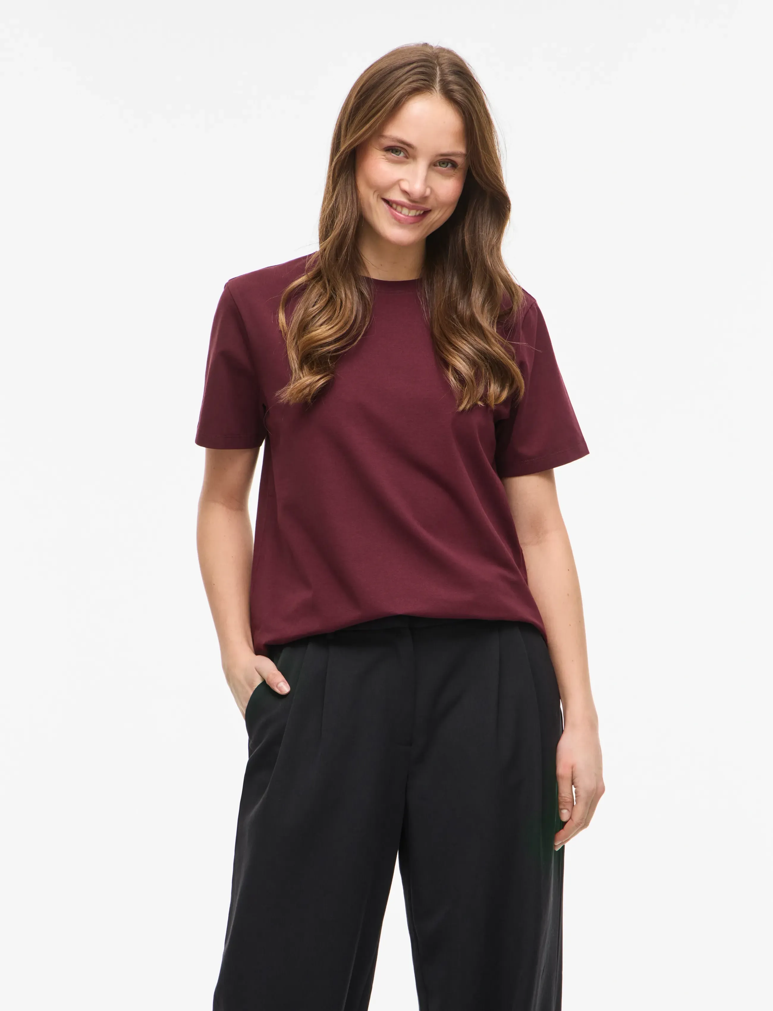 Vila Vinora S/S T-Shirt - Noos, XXL, Burgundy, T-Shirts & Toppe > Kortærmede, Dame