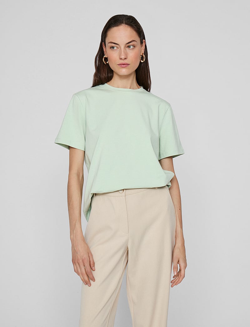 Vila - VINORA S/S T-SHIRT - NOOS - t-shirts - silt green - 0