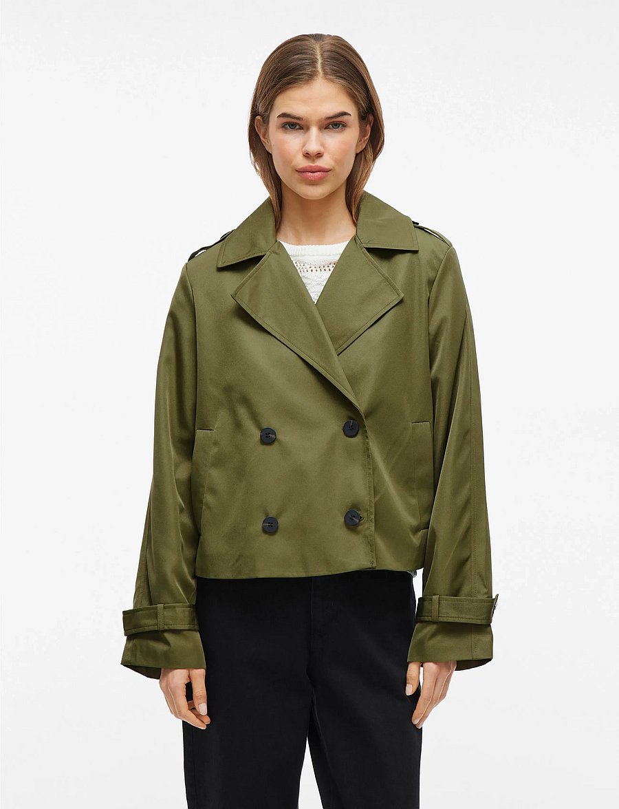 Vila - VIADDISON L/S SHORT TRENCHCOAT - capulet olive - 0