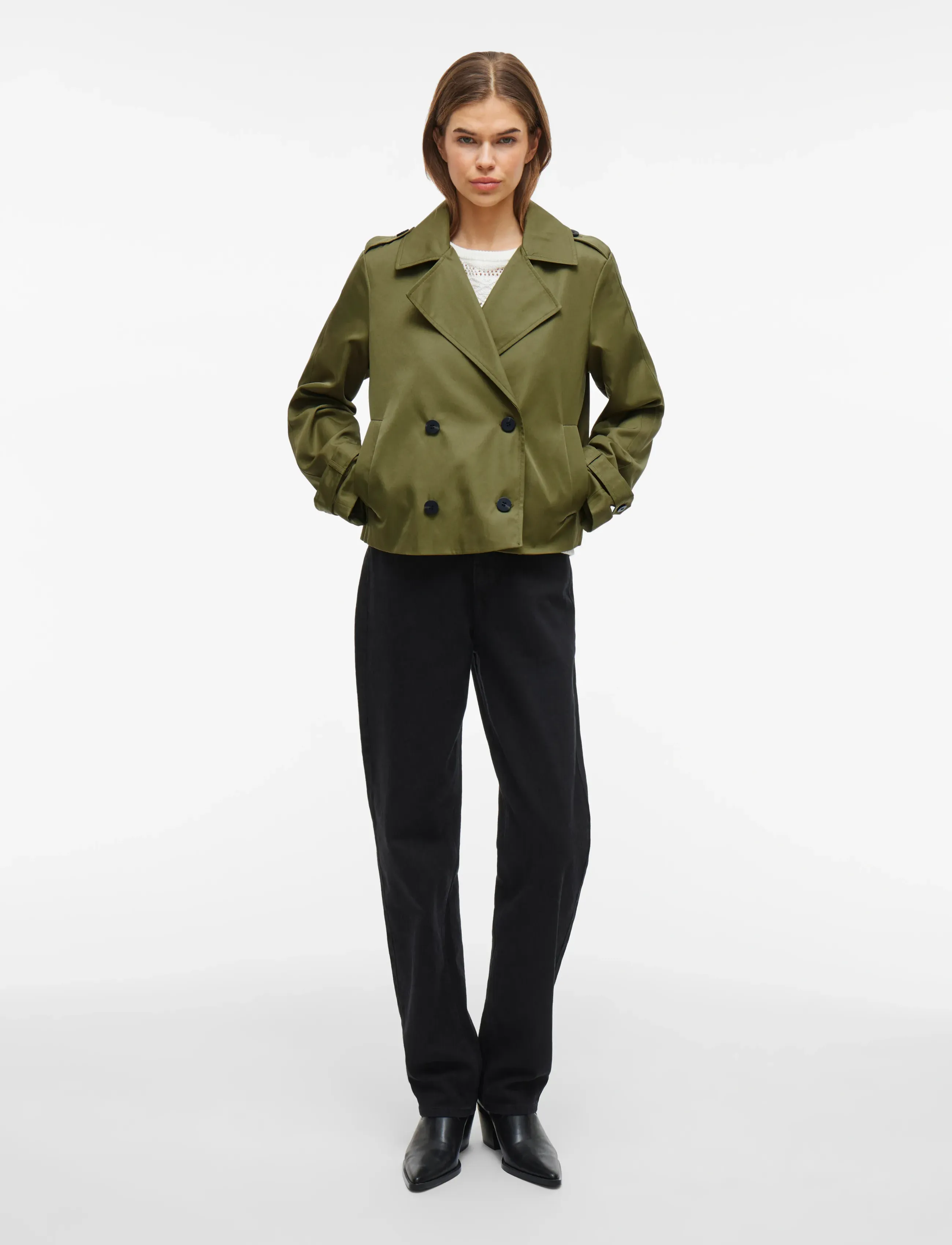 Vila - VIADDISON L/S SHORT TRENCHCOAT - capulet olive - 4
