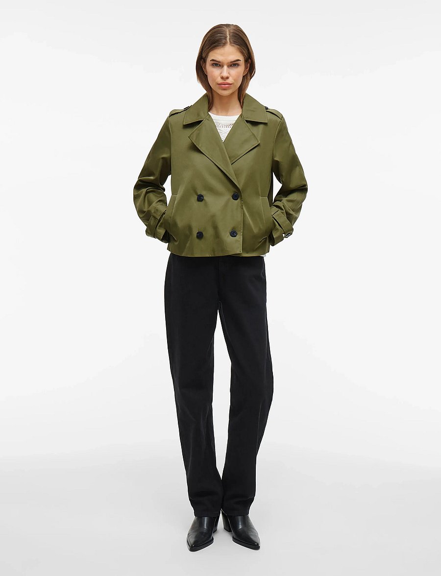 Vila - VIADDISON L/S SHORT TRENCHCOAT - capulet olive - 4