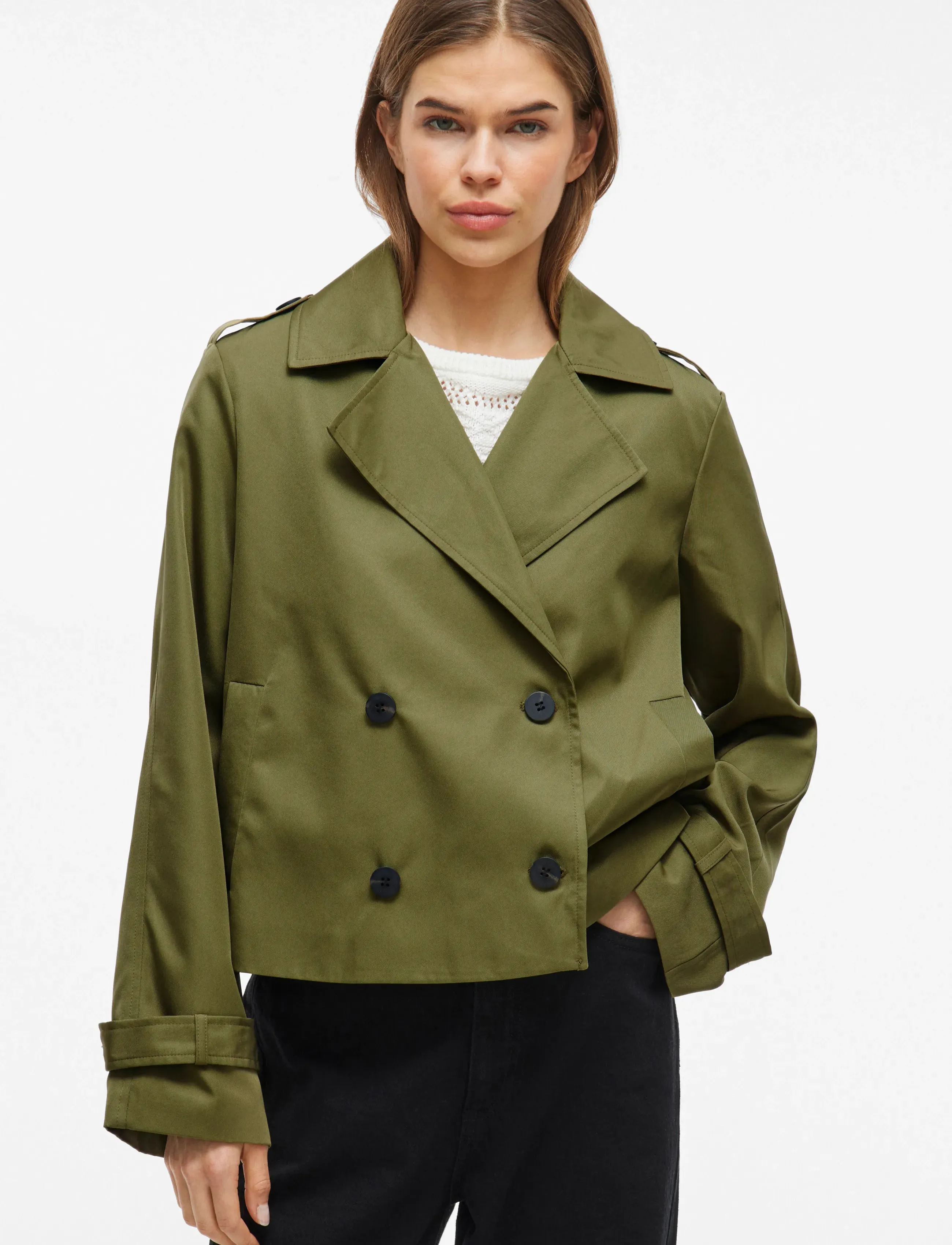 Vila - VIADDISON L/S SHORT TRENCHCOAT - capulet olive - 5