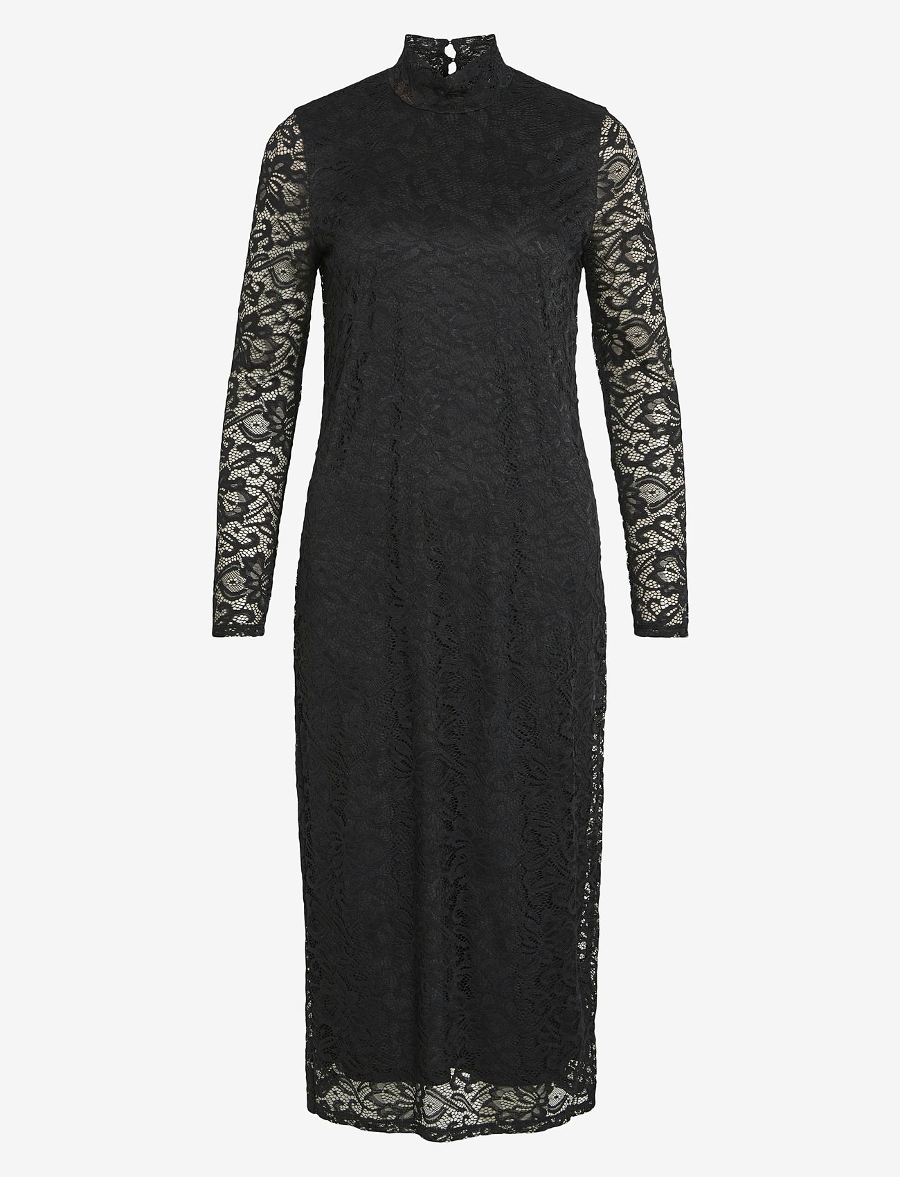 Vila - VIDIDA L/S HIGH NECK MIDI LACE DRESS/KA - blondekjoler - black - 0