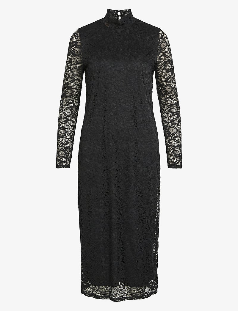 Vila - VIDIDA L/S HIGH NECK MIDI LACE DRESS/KA - blondekjoler - black - 0