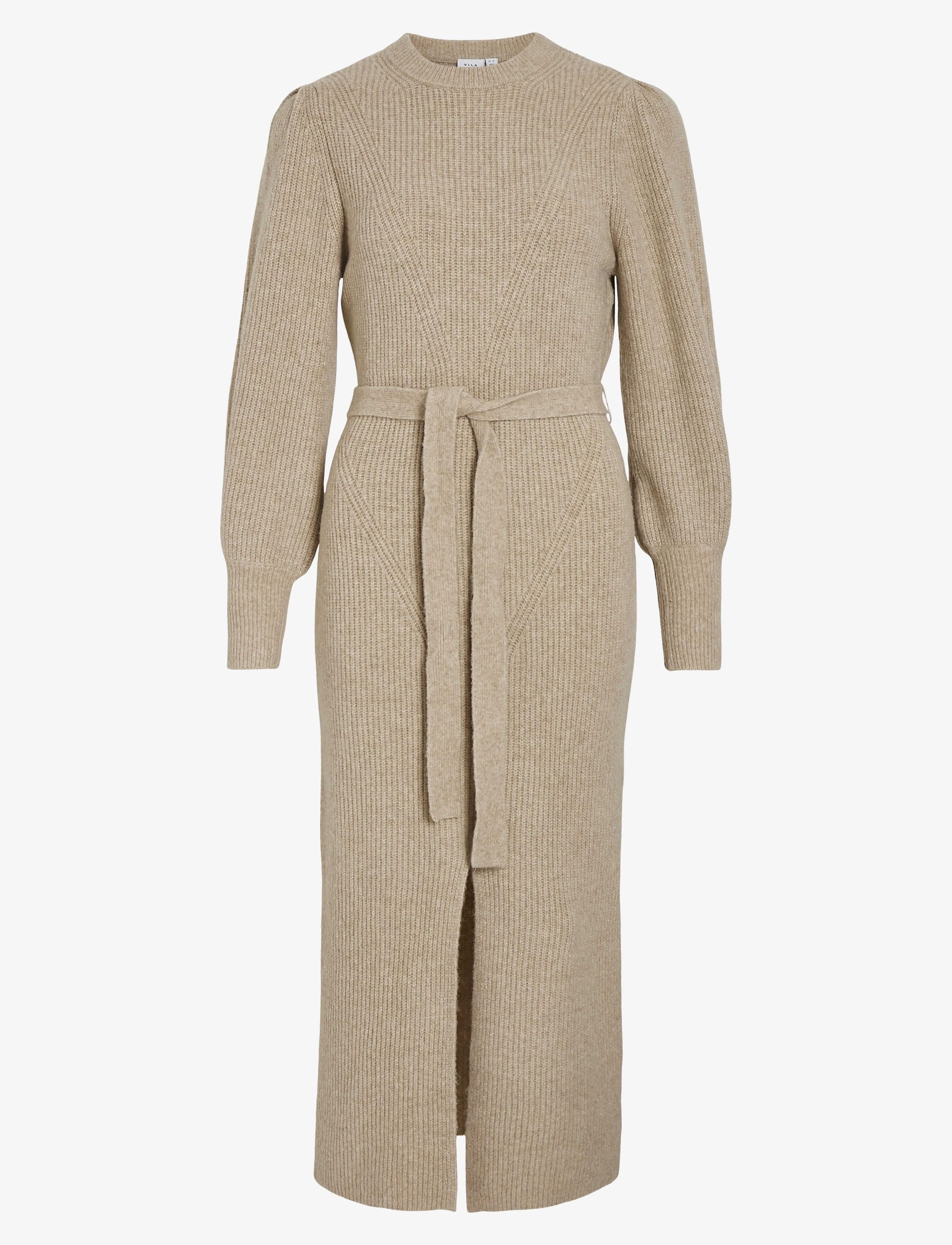 VITULLE L/S MIDI KNIT DRESS/KA - NATURAL MELANGE