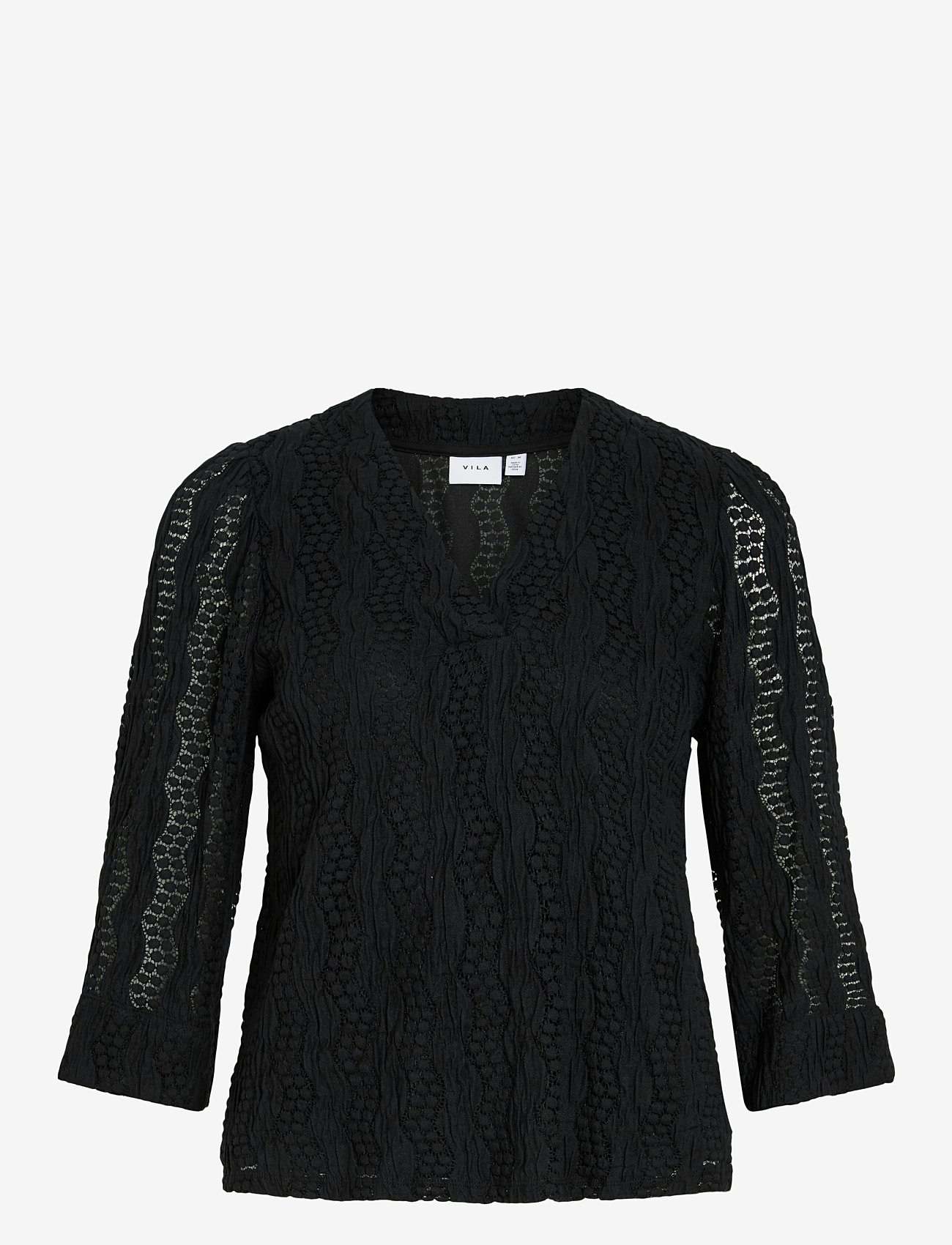 Vila - VILUMENA V-NECK 3/4 TOP - pikkade varrukatega pluusid - black beauty - 1
