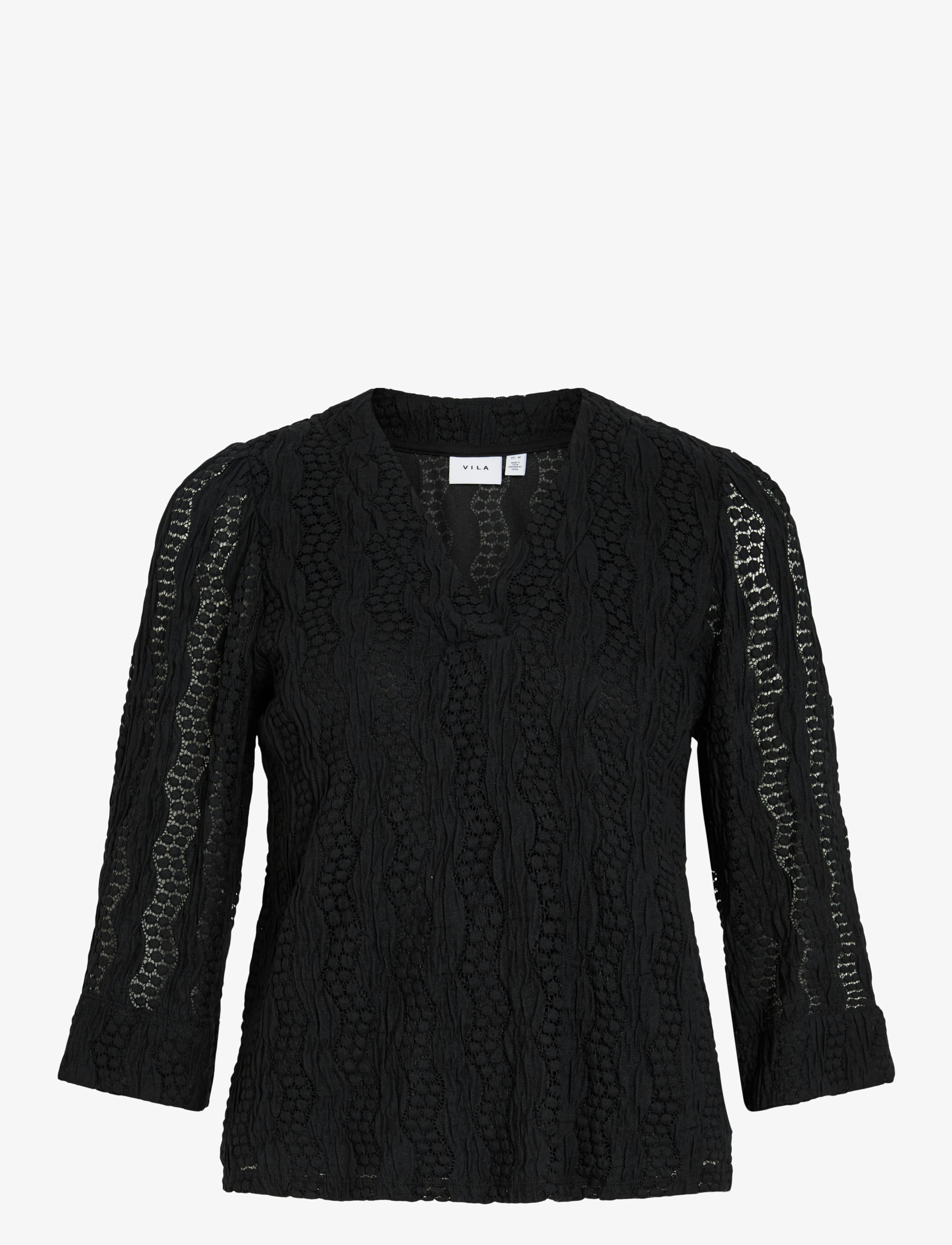 Vila VILUMENA V-NECK 3/4 TOP - Bluser - BLACK BEAUTY / black