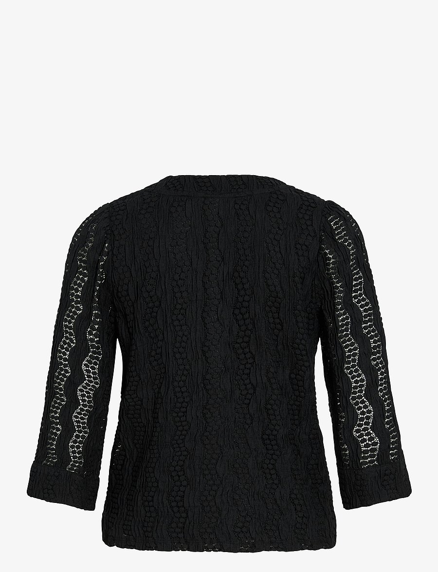 Vila - VILUMENA V-NECK 3/4 TOP - langärmelige blusen - black beauty - 2