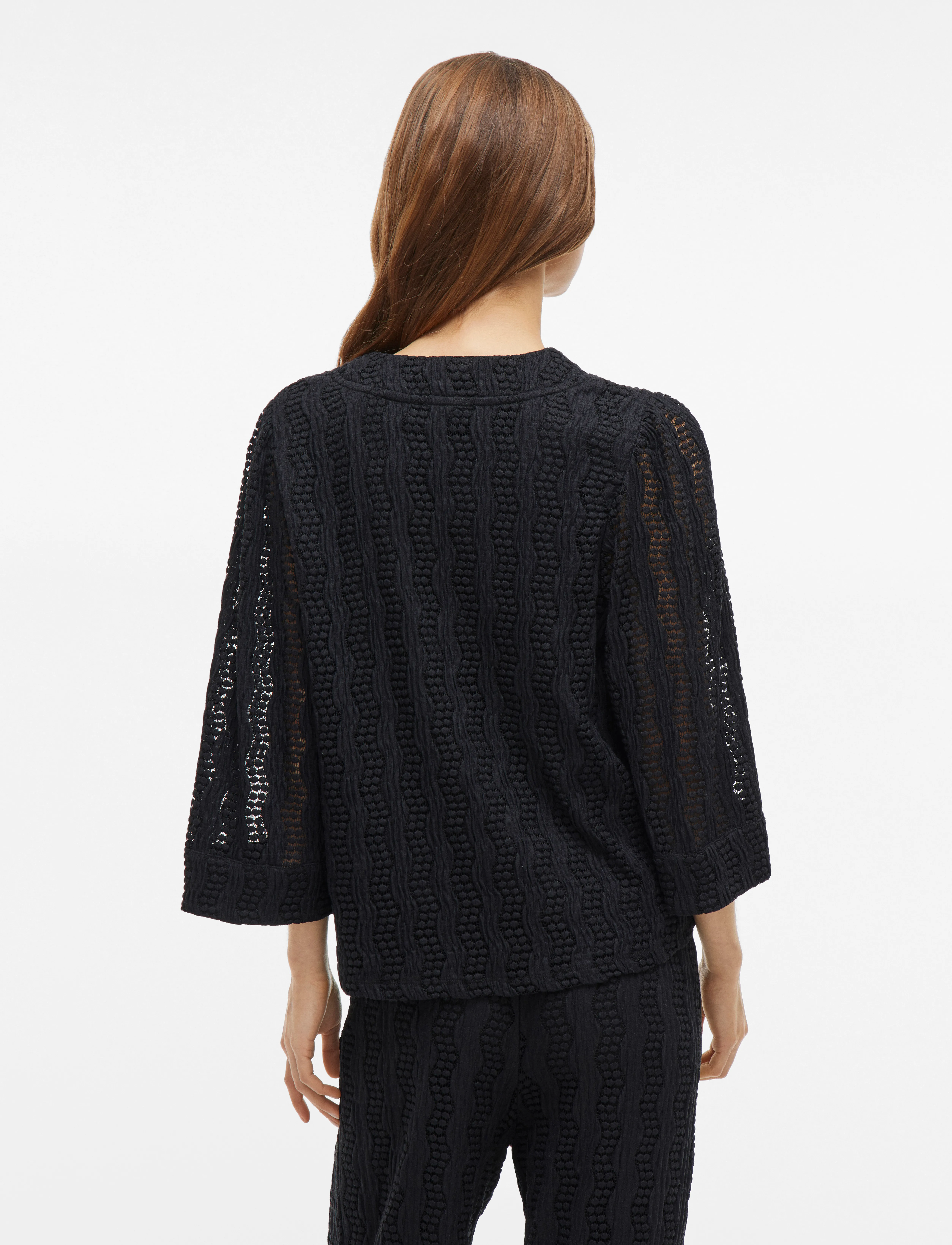 Vila - VILUMENA V-NECK 3/4 TOP - pikkade varrukatega pluusid - black beauty - 3