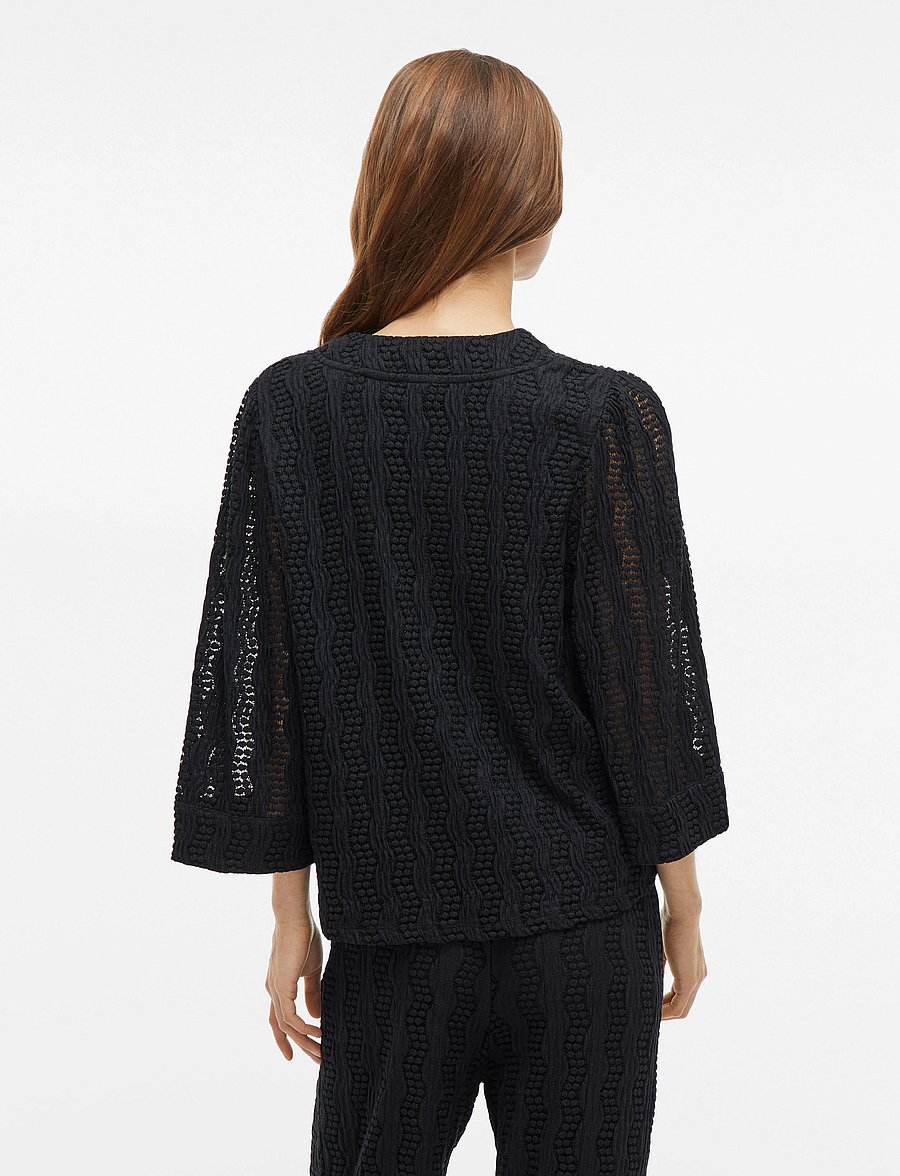 Vila - VILUMENA V-NECK 3/4 TOP - langärmelige blusen - black beauty - 3