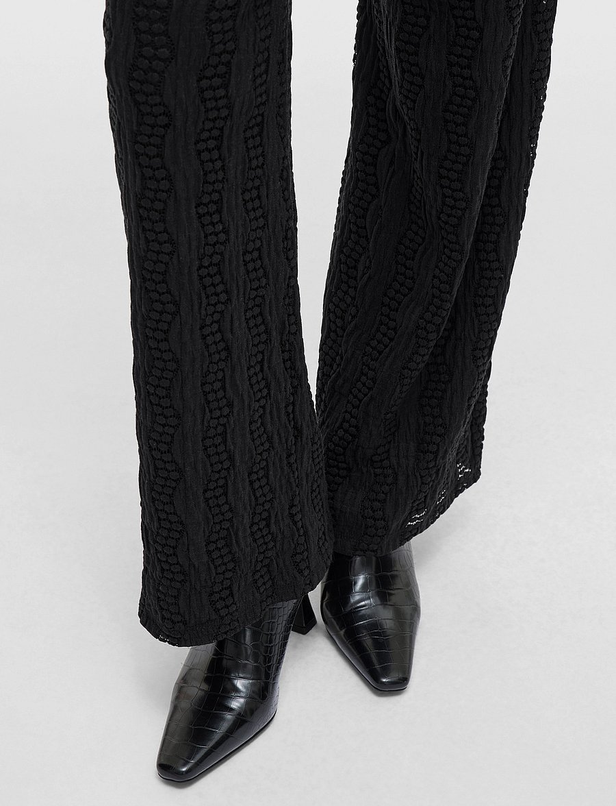 Vila - VILUMENA HW WIDE PANTS - bukser med brede ben - black beauty - 4
