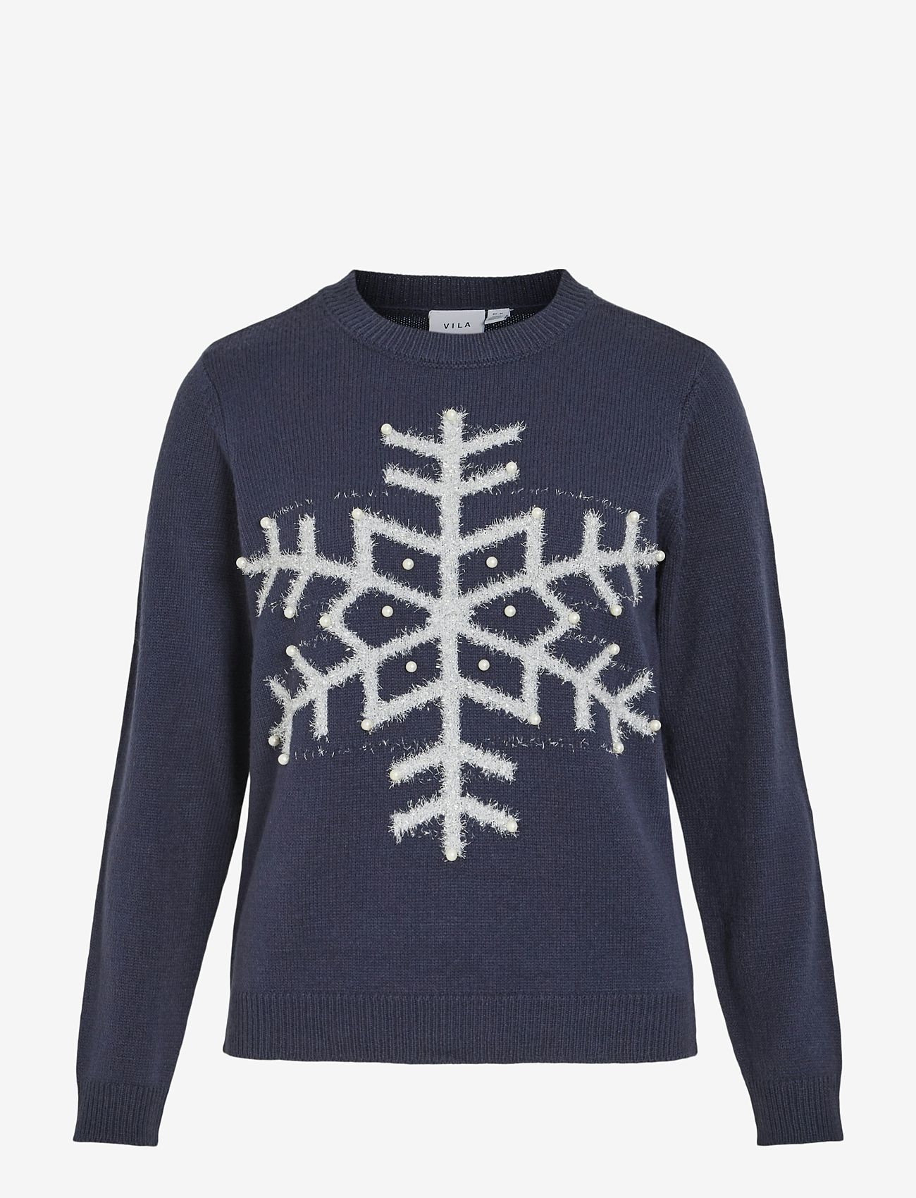 Vila - VISNOWFLAKE L/S CHRISTMAS KNIT/KA - julesweaters - navy blazer - 0