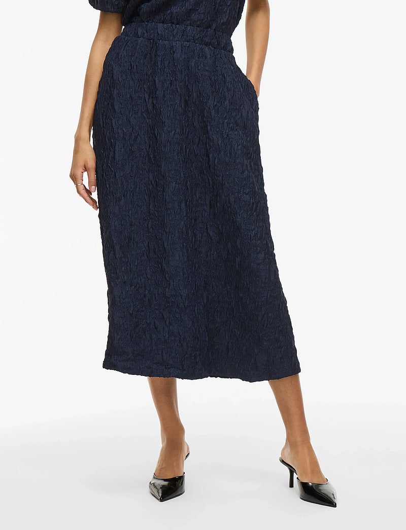 Vila - VISOPHIA HW VOLUME MIDI SKIRT/DC - midi skirts - navy blazer - 0