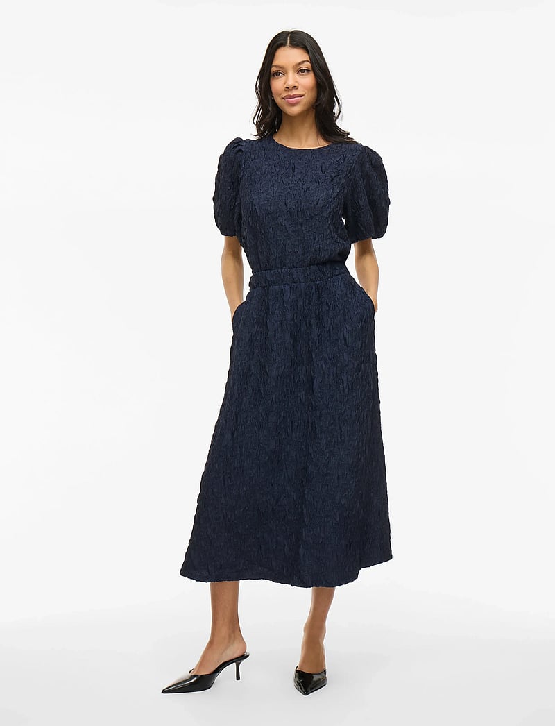 Vila - VISOPHIA HW VOLUME MIDI SKIRT/DC - midi skirts - navy blazer - 4