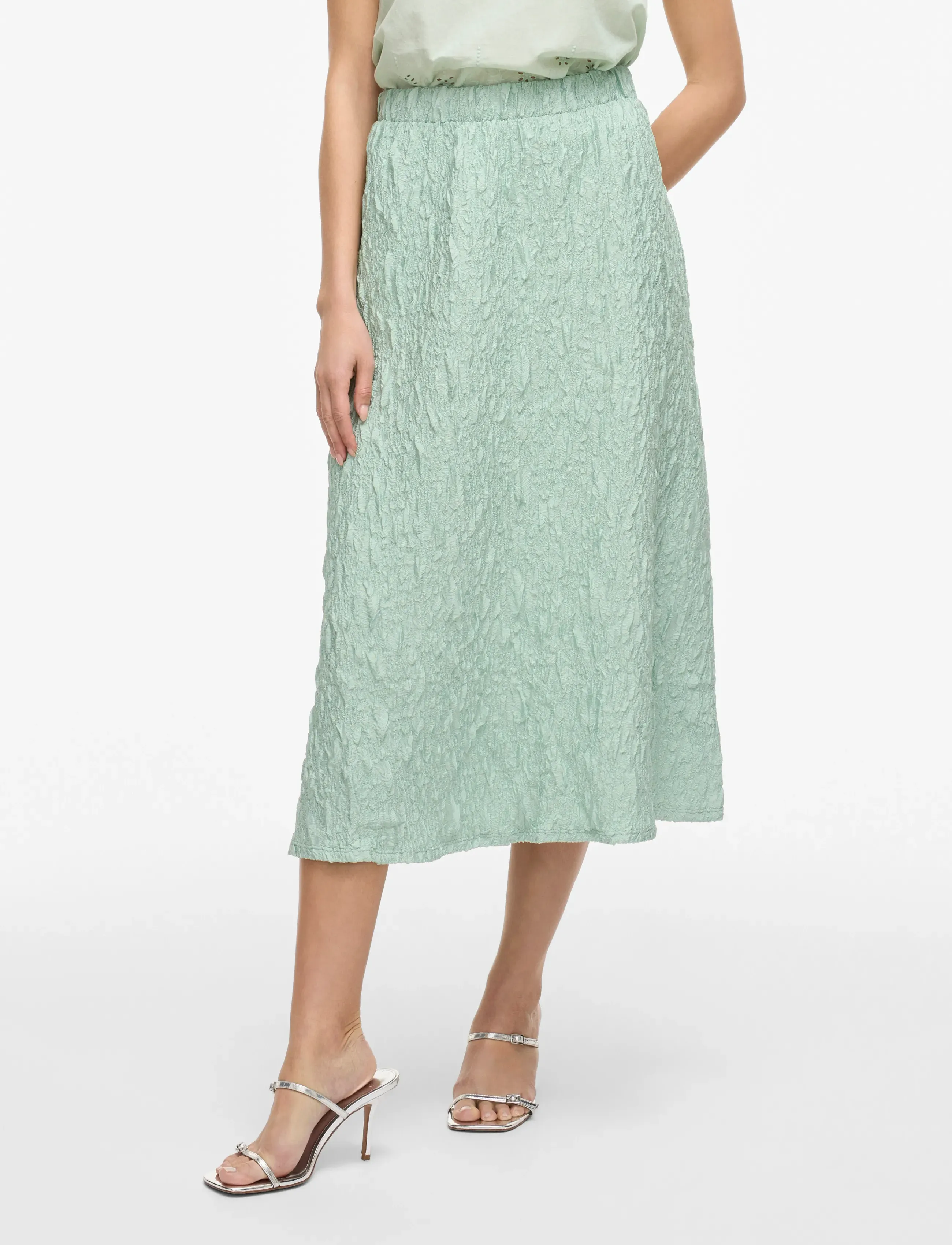 Vila Visophia Hw Volume Midi Skirt/Dc, L, Green, Nederdele > Knælange Og Midi Nederdele, Dame