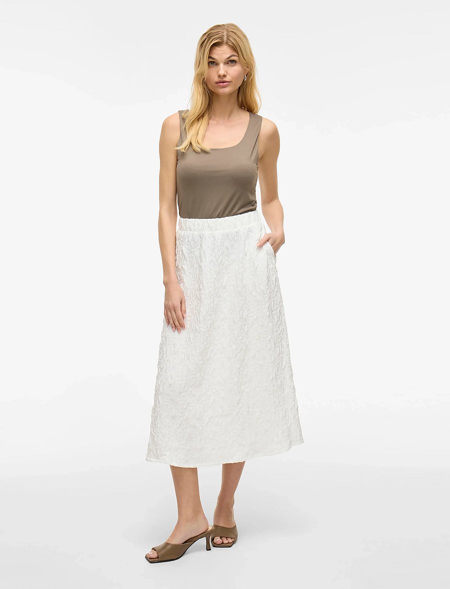 Vila - VISOPHIA HW VOLUME MIDI SKIRT/DC - midi nederdele - snow white - 4