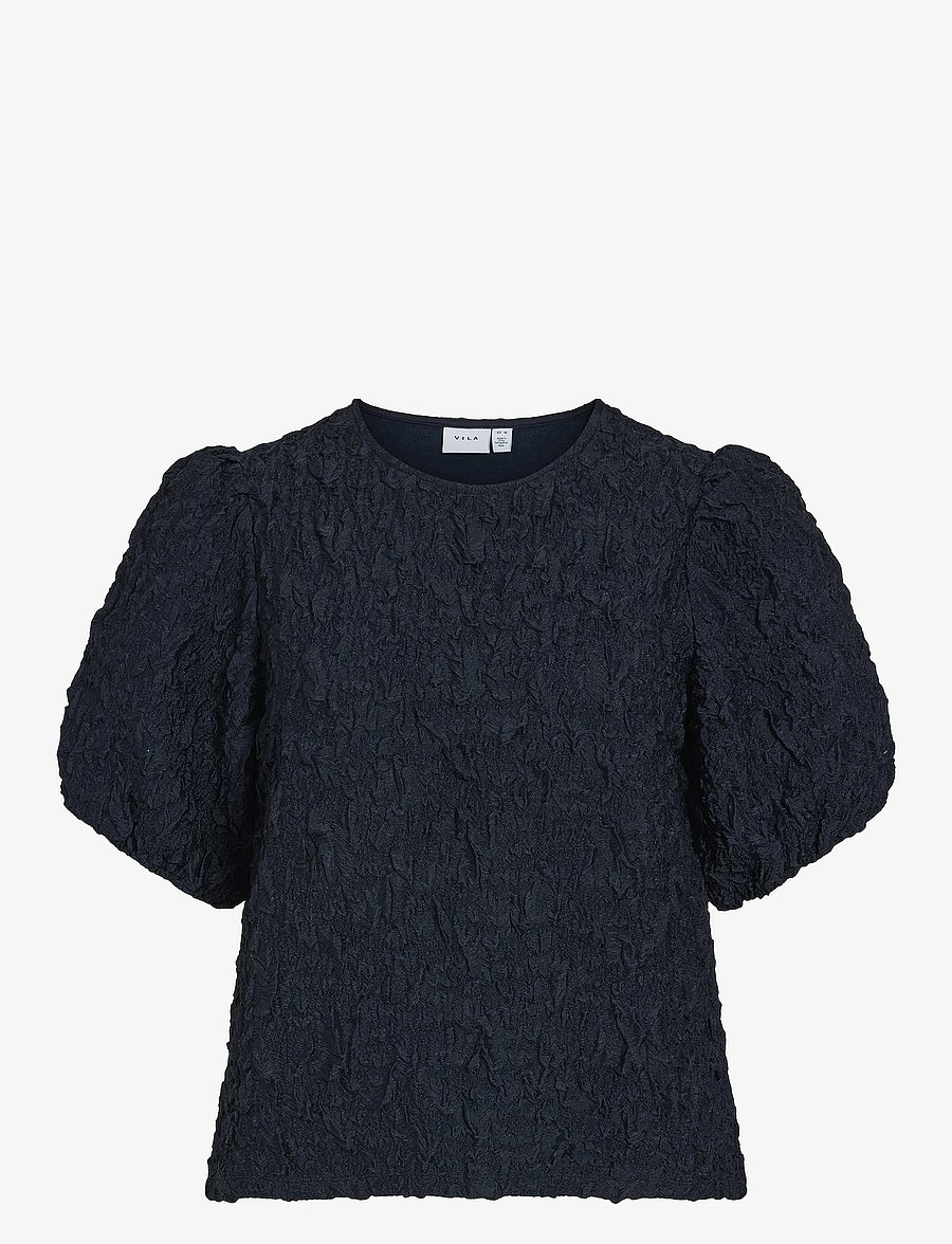 Vila - VISOPHIA O-NECK 2/4 TOP/DC - kurzärmelige blusen - navy blazer - 1