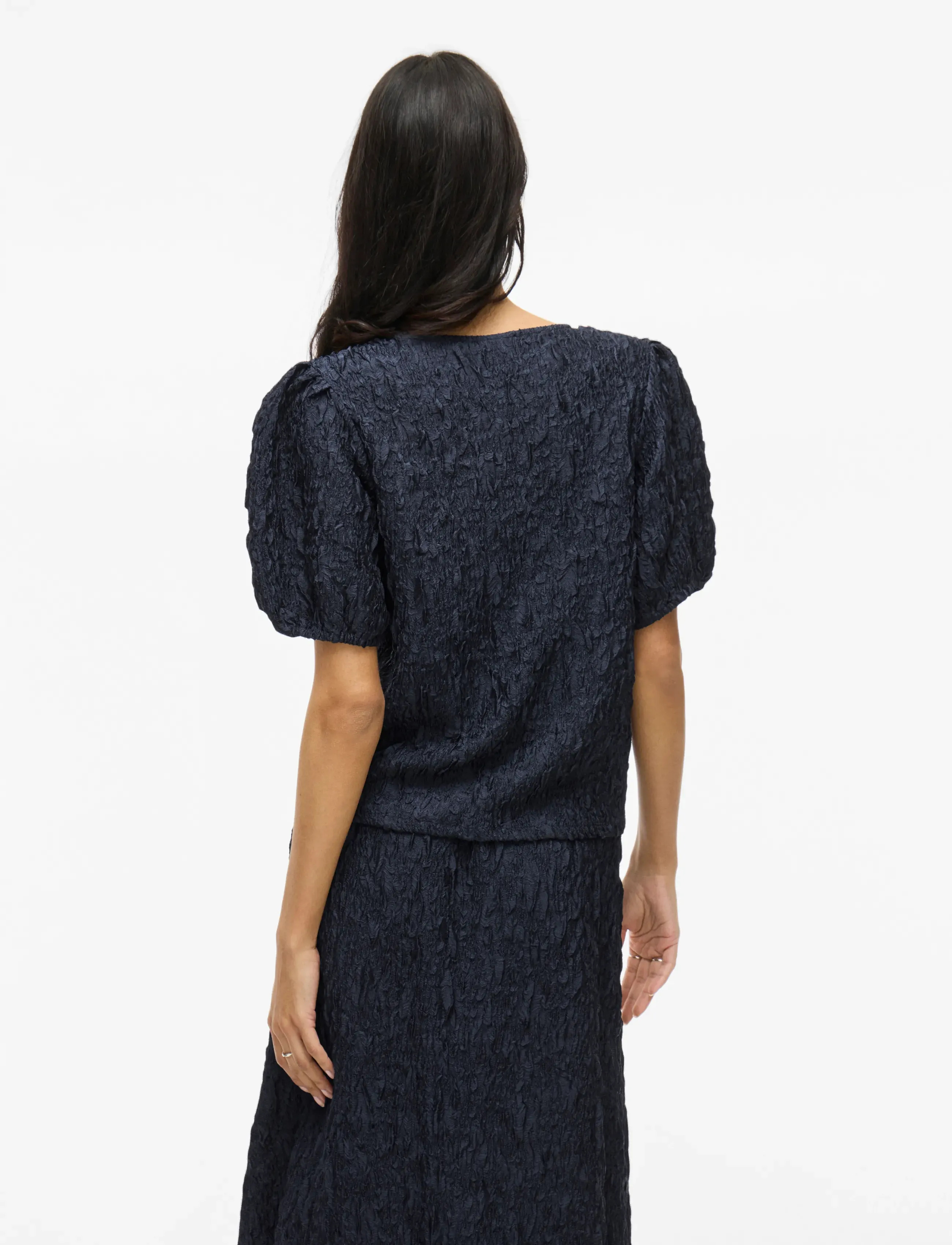 Vila - VISOPHIA O-NECK 2/4 TOP/DC - kortærmede bluser - navy blazer - 3