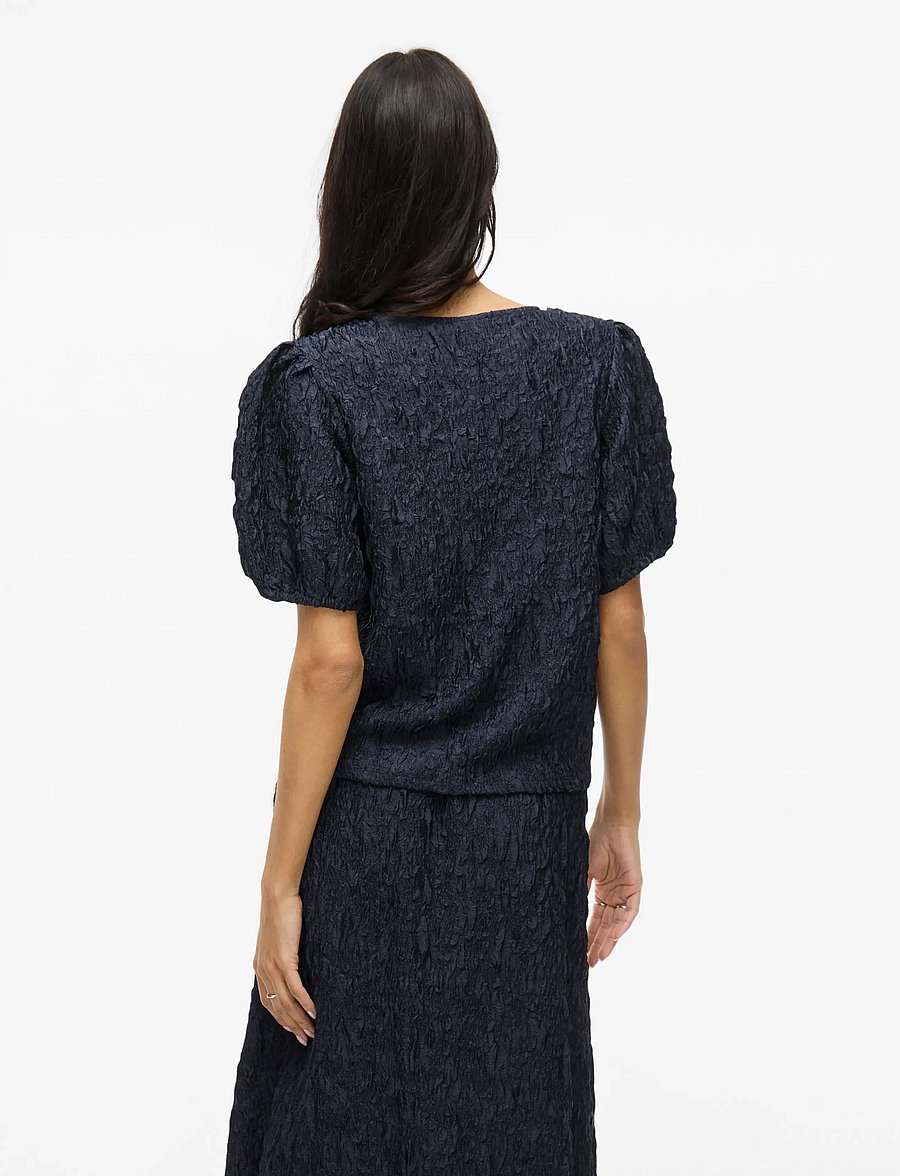 Vila - VISOPHIA O-NECK 2/4 TOP/DC - kurzärmelige blusen - navy blazer - 3