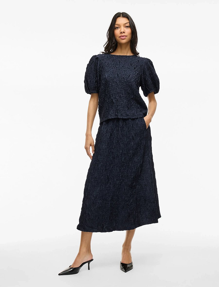 Vila - VISOPHIA O-NECK 2/4 TOP/DC - kurzärmelige blusen - navy blazer - 4