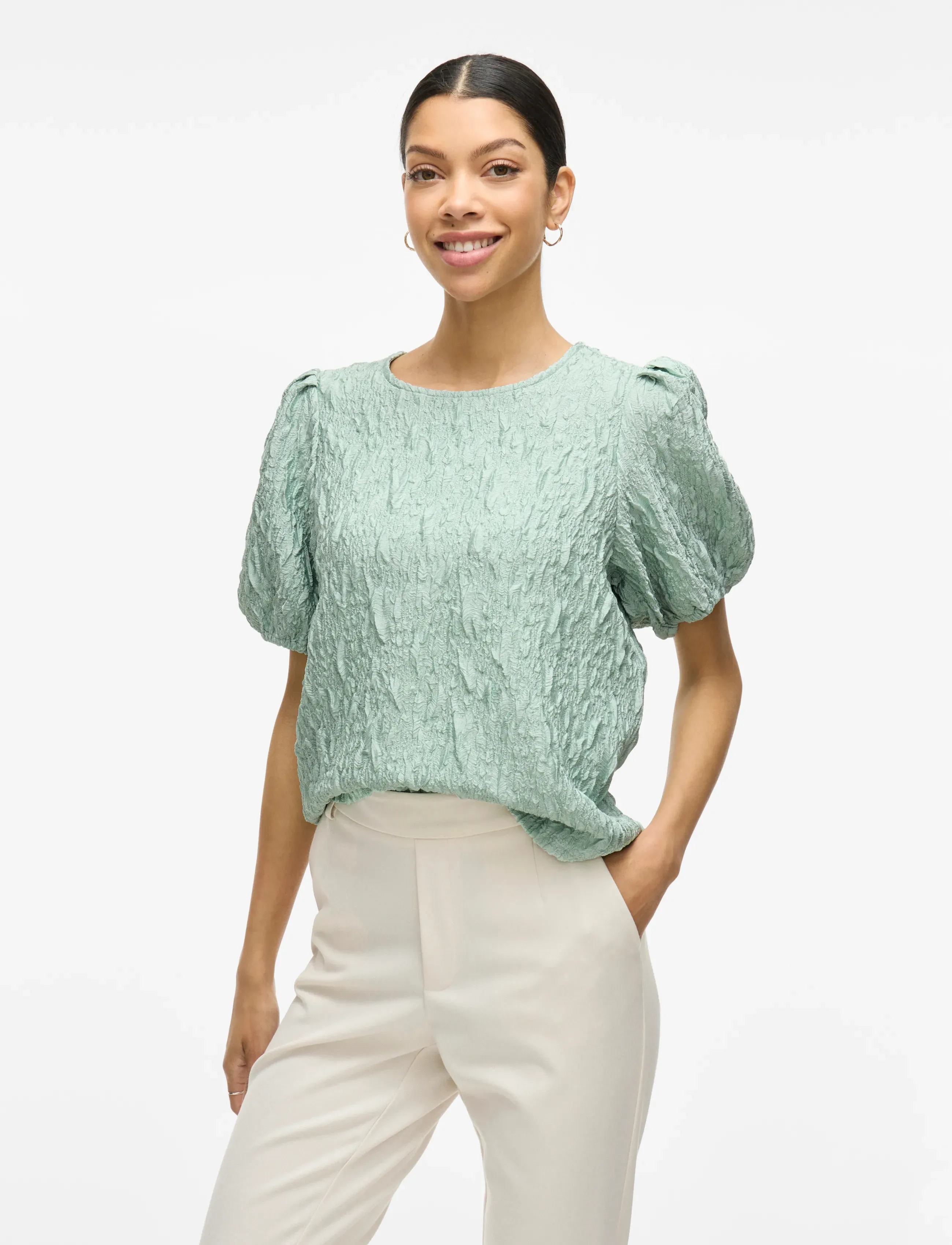 Vila VISOPHIA O-NECK 2/4 TOP/DC - Blusen - SILT GREEN / green