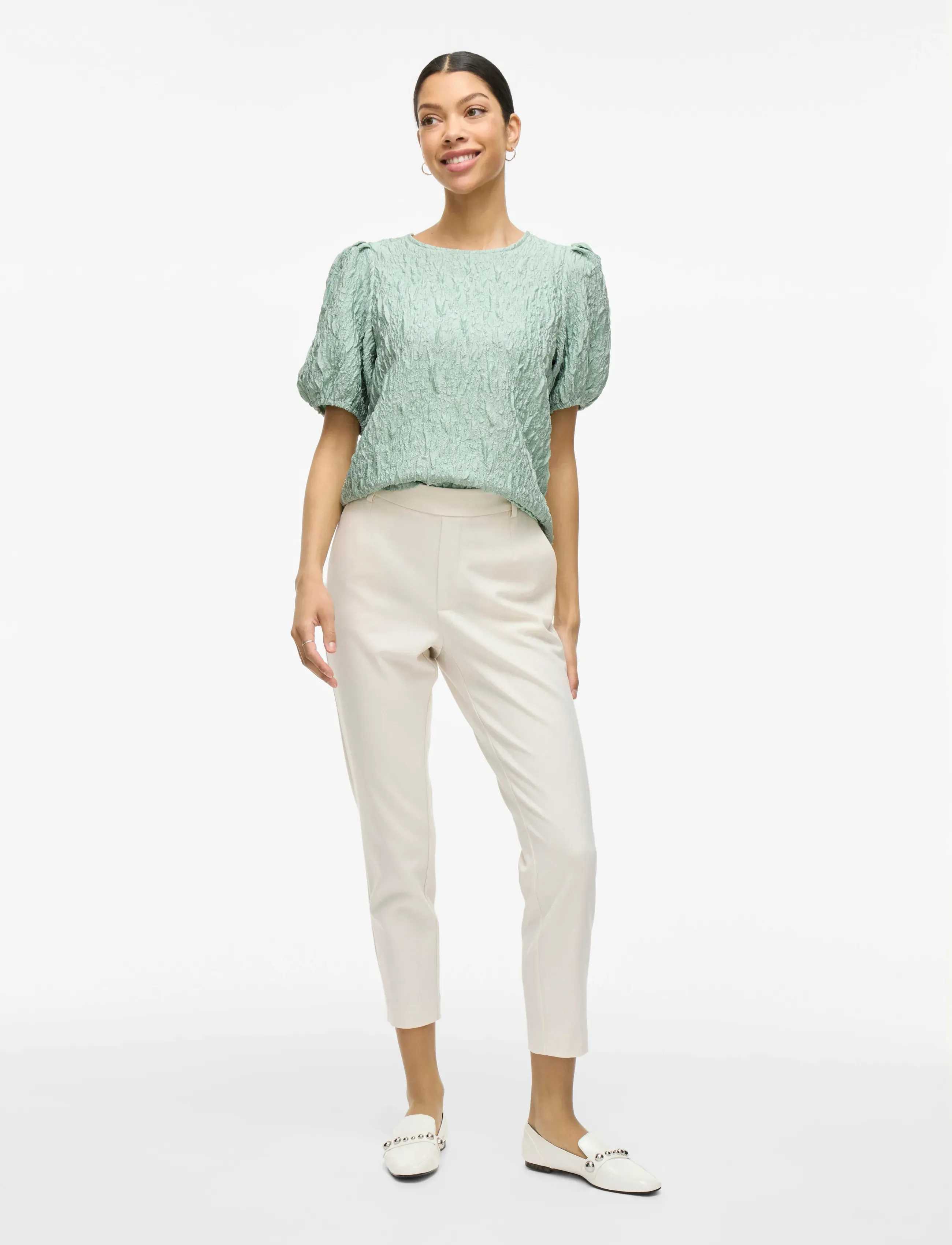 Vila - VISOPHIA O-NECK 2/4 TOP/DC - kortærmede bluser - silt green - 4