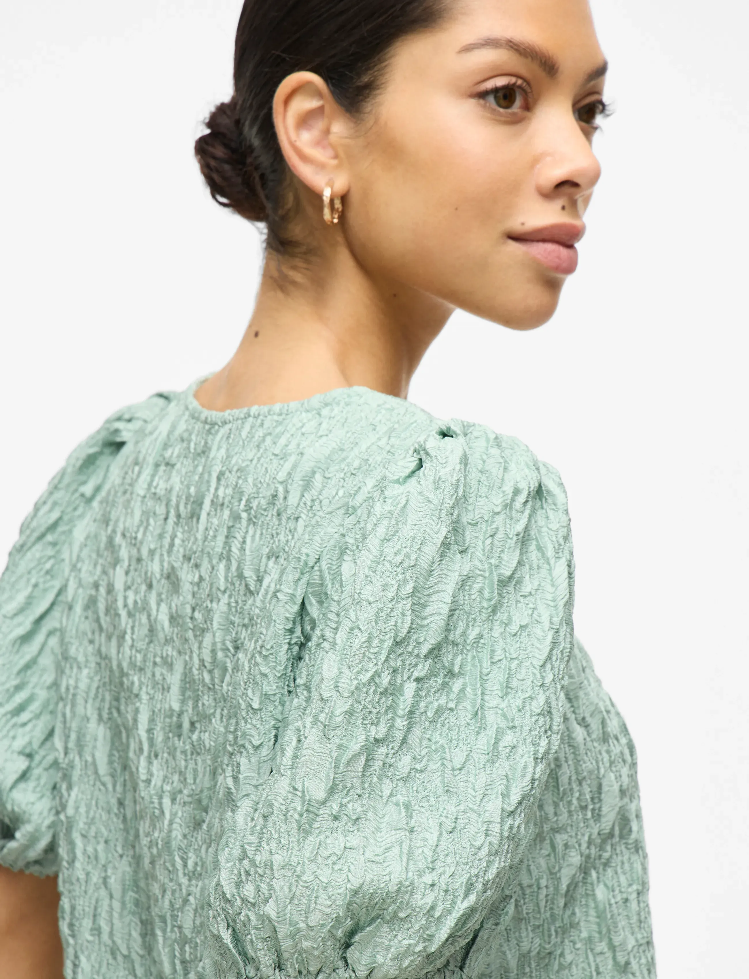 Vila - VISOPHIA O-NECK 2/4 TOP/DC - kortærmede bluser - silt green - 5