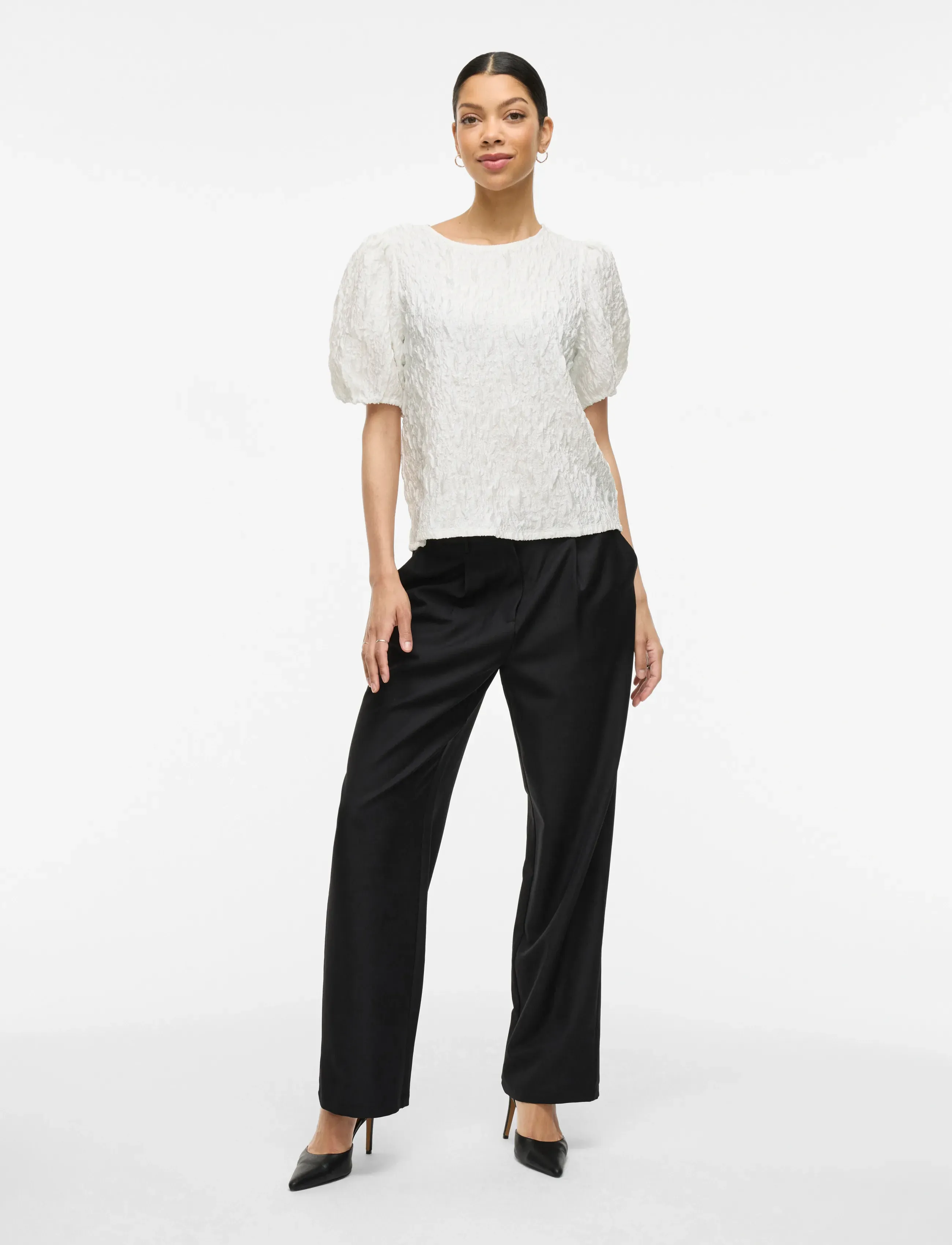 Vila - VISOPHIA O-NECK 2/4 TOP/DC - kortærmede bluser - snow white - 4