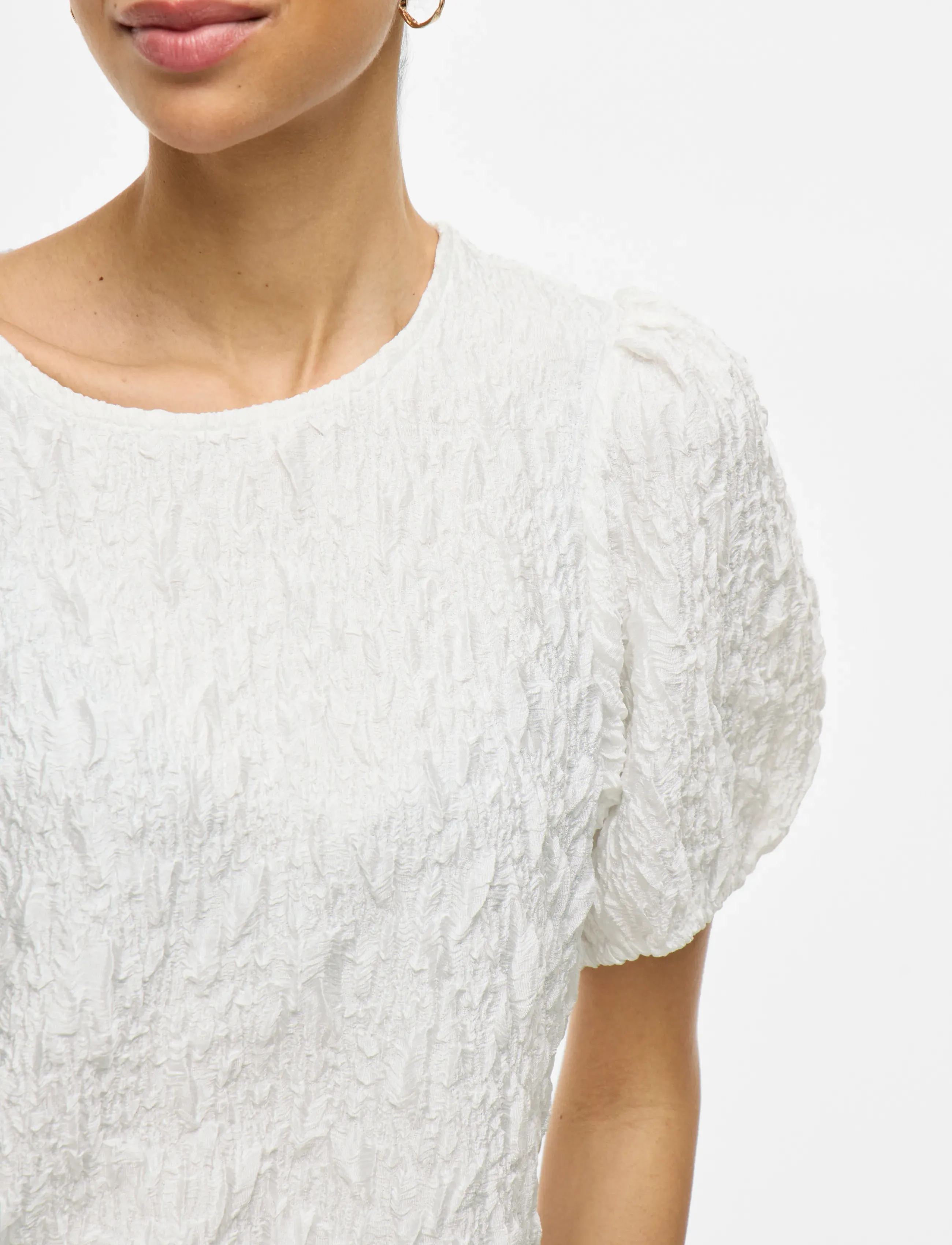 Vila - VISOPHIA O-NECK 2/4 TOP/DC - kortærmede bluser - snow white - 5