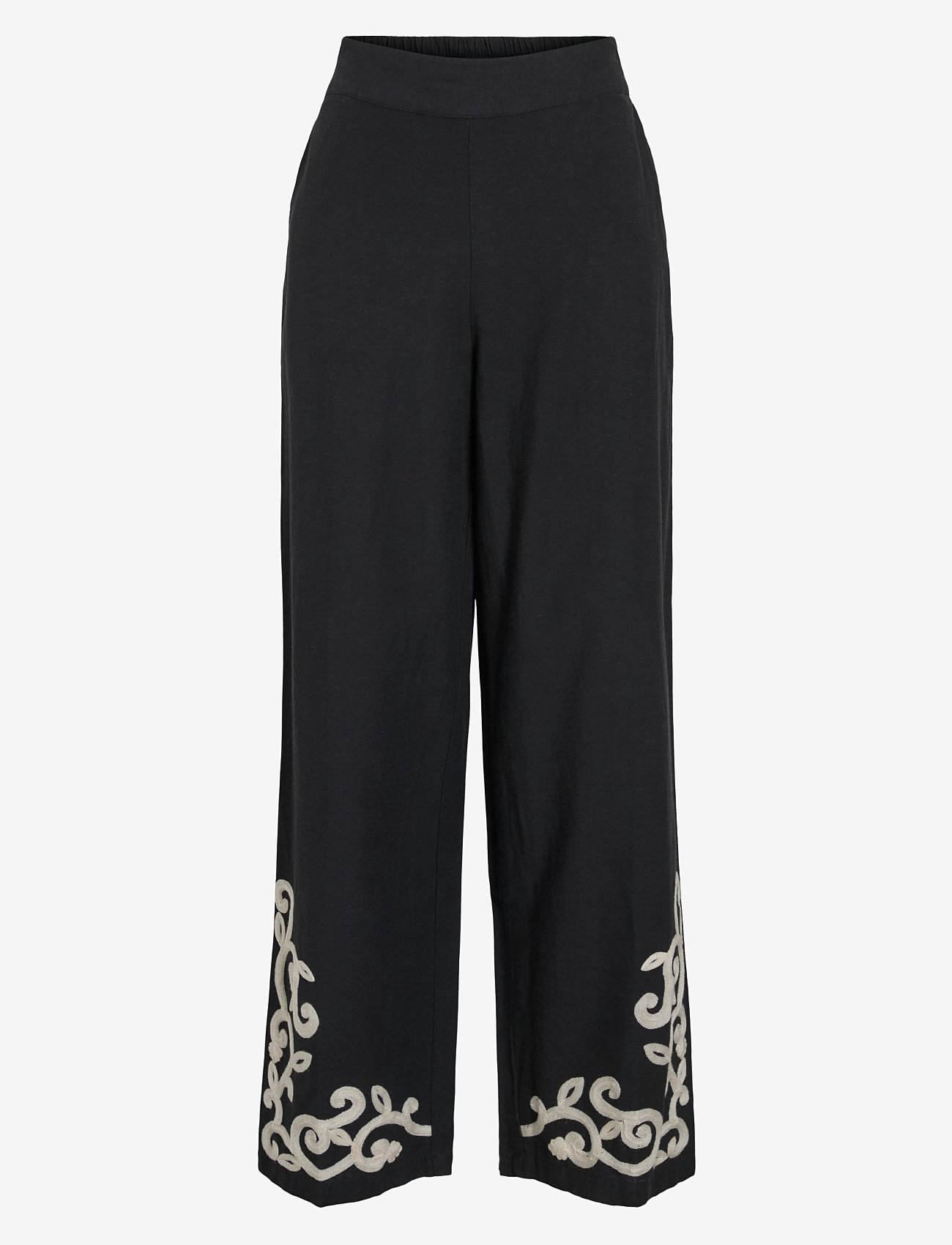 Vila - VIPOLENE HW PANTS - straight leg hosen - black beauty - 1