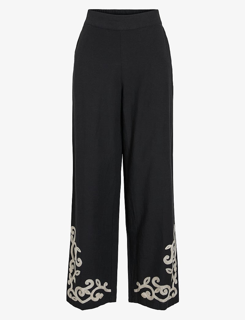 Vila - VIPOLENE HW PANTS - straight leg hosen - black beauty - 1