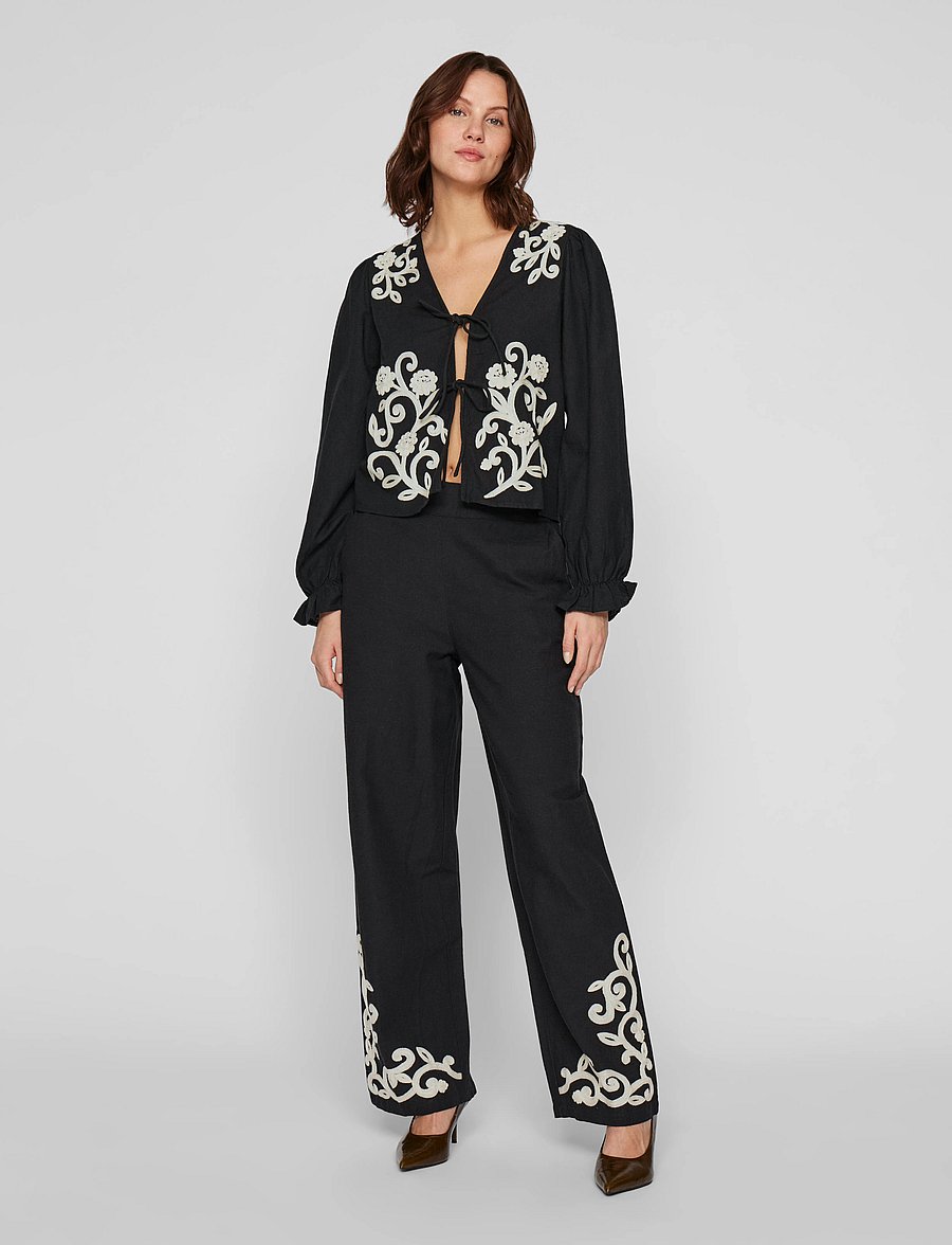 Vila - VIPOLENE HW PANTS - raka byxor - black beauty - 0