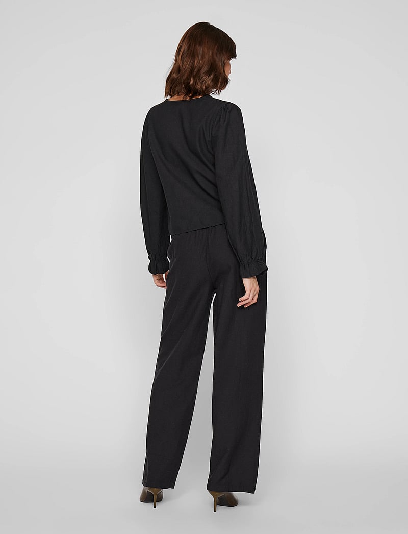 Vila - VIPOLENE HW PANTS - straight leg hosen - black beauty - 3