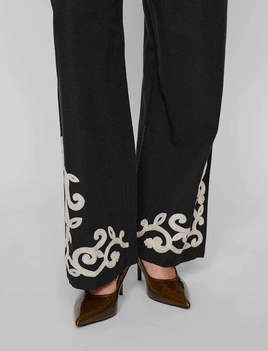 Vila - VIPOLENE HW PANTS - raka byxor - black beauty - 4