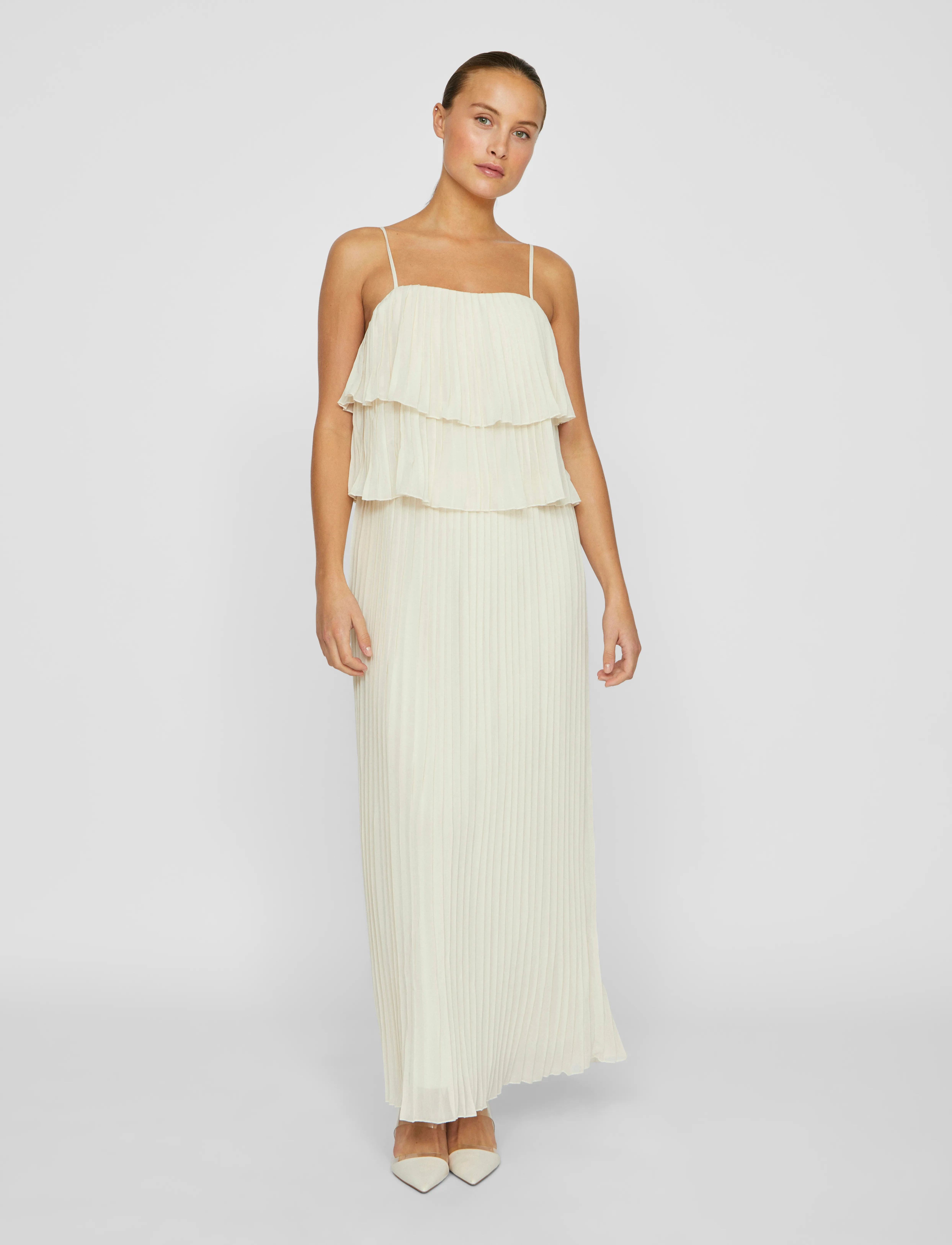 Vila - VICHIFFAN SINGLET PLEAT DRESS - NOOS/DC - aftenkjoler - birch - 4