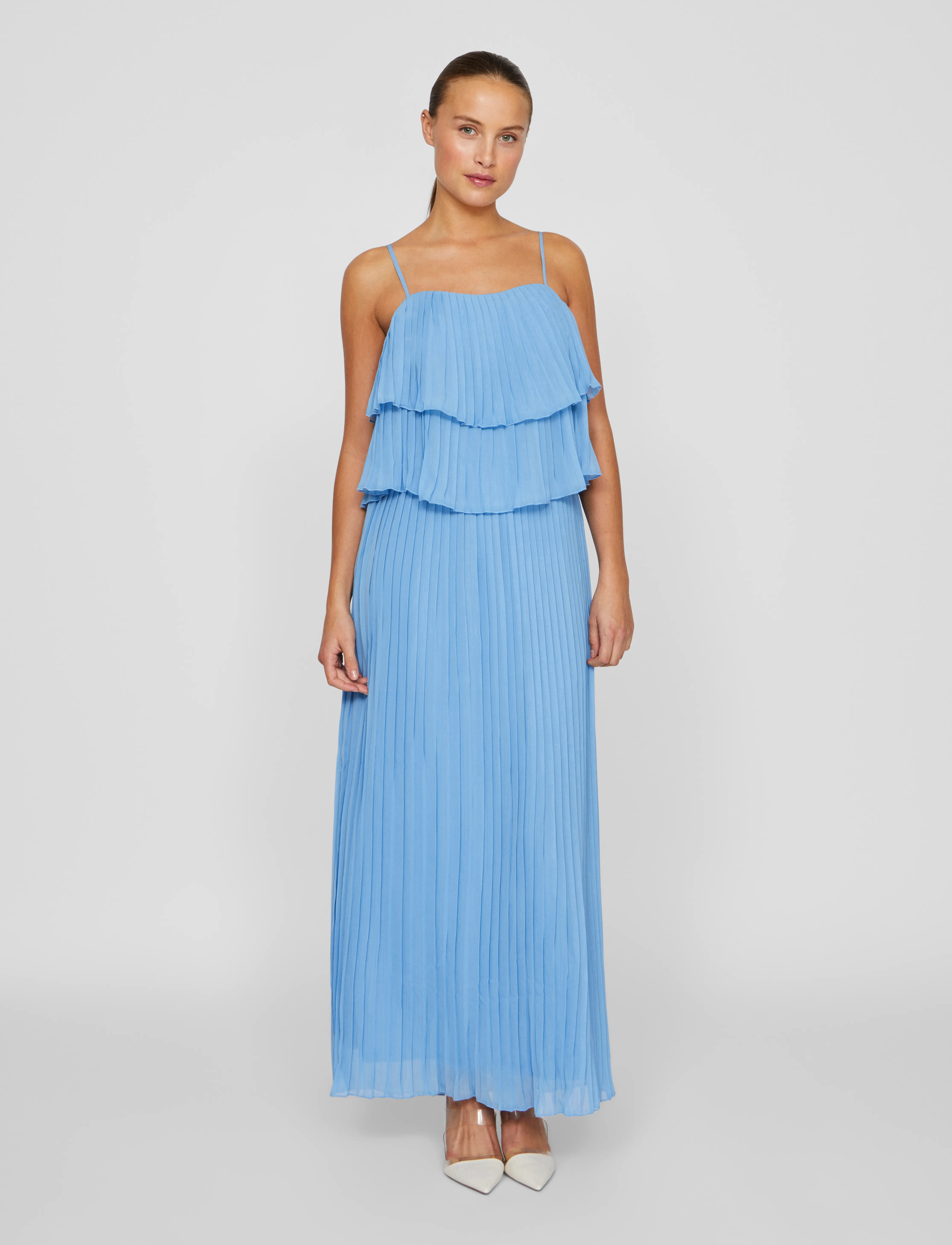 Vila Vichiffan Singlet Pleat Dress - Noos/Dc, 40, Blue, Kjoler > Maxikjole, Dame